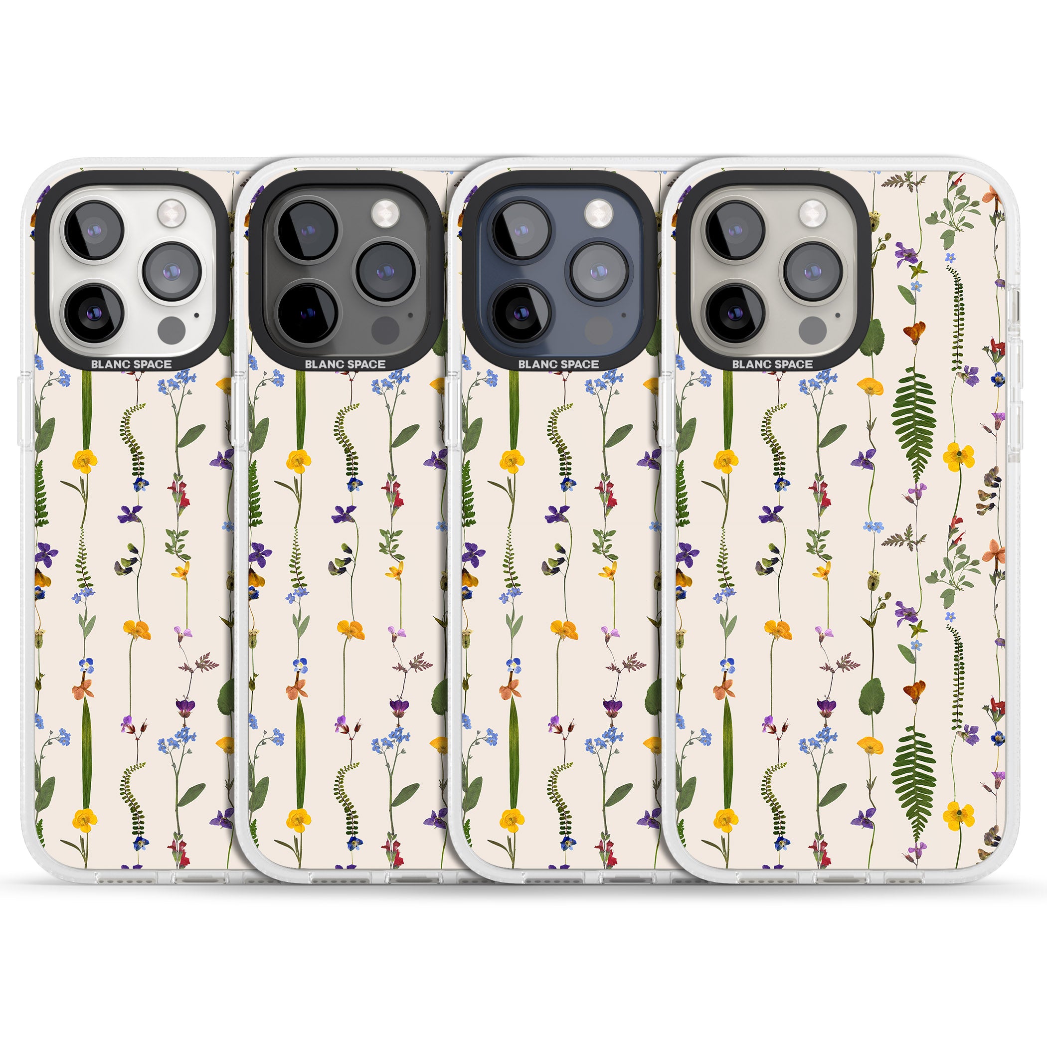 Wildflower Chain Design - Cream iPhone 15 Pro Max / 15 Pro / 14 Pro Max / 14 Pro / 13 Pro Clear Case Impact Air - Blanc Space