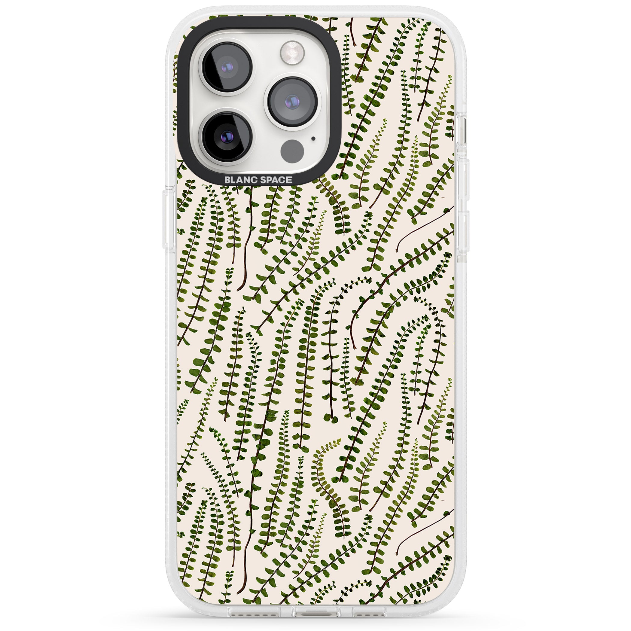 Fern Leaf Pattern Design - Cream iPhone 15 Pro Max / 15 Pro / 14 Pro Max / 14 Pro / 13 Pro Clear Case Impact Air - Blanc Space