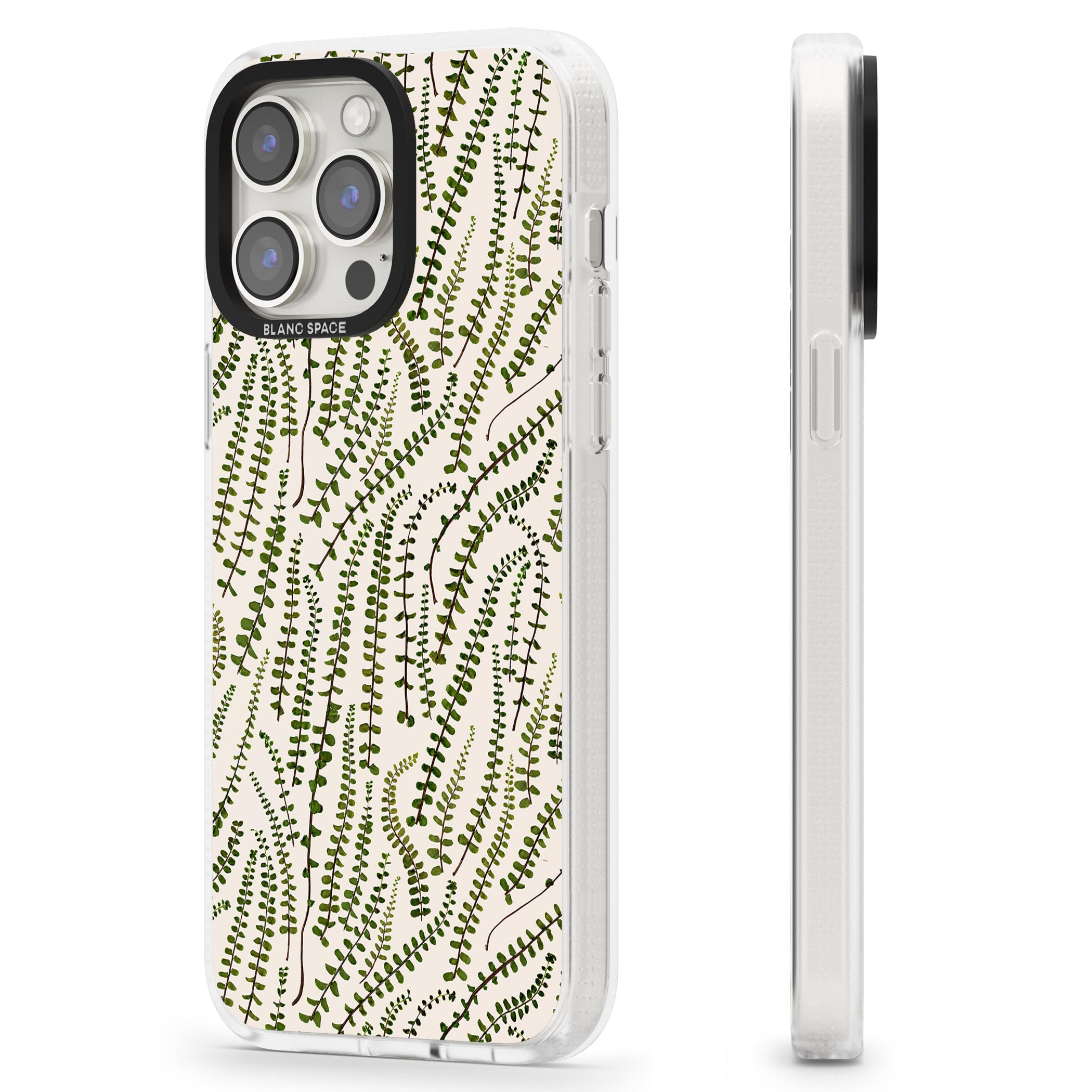 Fern Leaf Pattern Design - Cream iPhone 15 Pro Max / 15 Pro / 14 Pro Max / 14 Pro / 13 Pro Clear Case Impact Air - Blanc Space