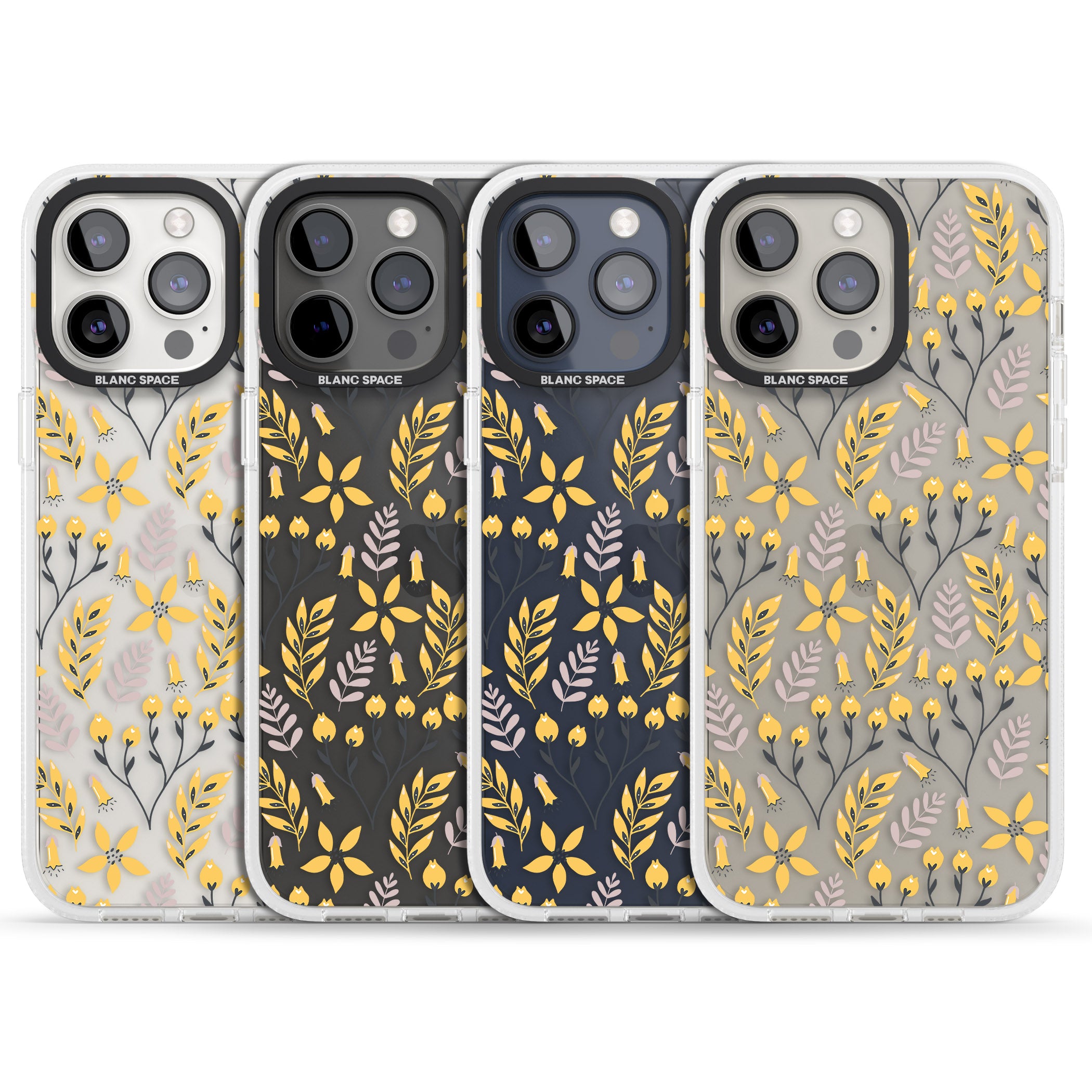 Yellow Leaves Transparent Floral iPhone 15 Pro Max / 15 Pro / 14 Pro Max / 14 Pro / 13 Pro Clear Case Impact Air - Blanc Space