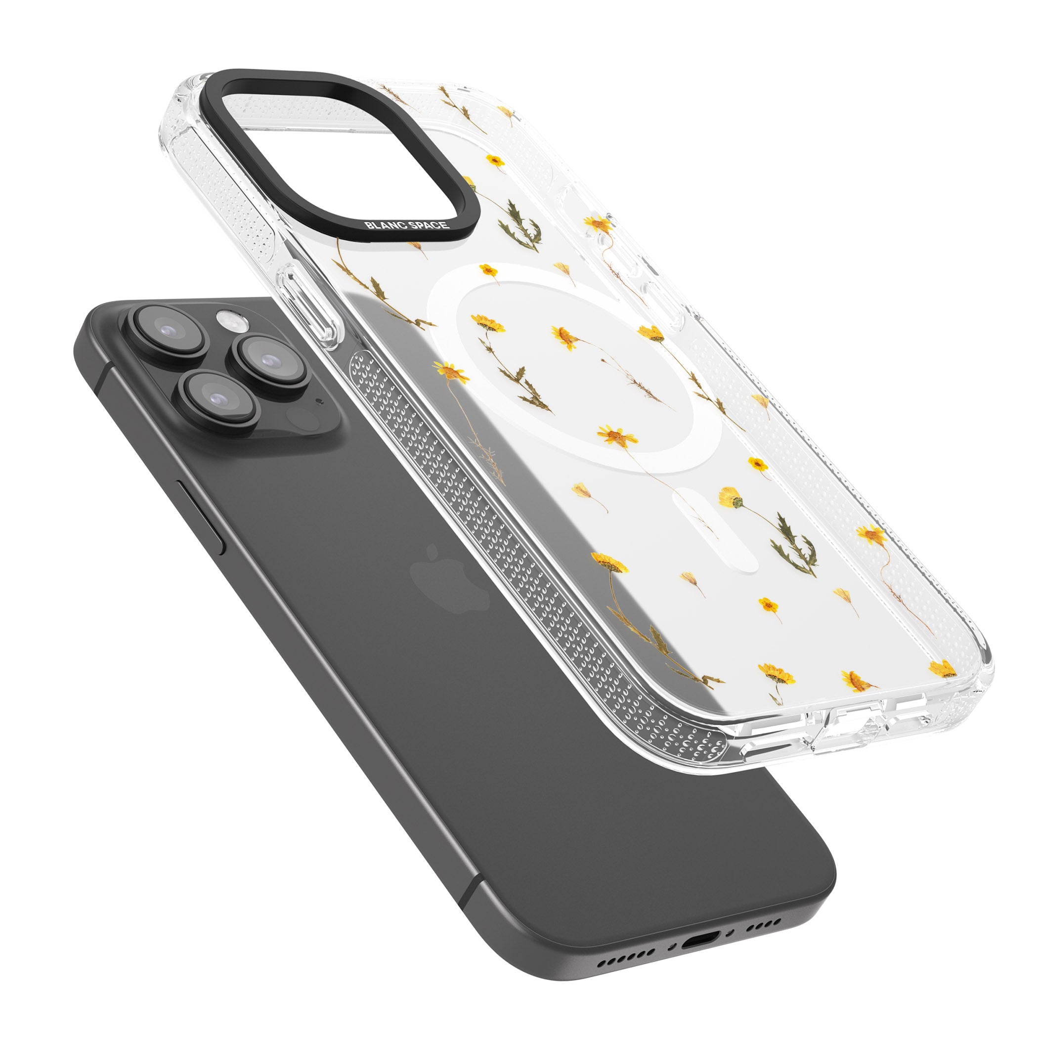 Mixed Yellow Flowers - Dried Flower-Inspired iPhone 15 Pro Max / 15 Pro / 14 Pro Max / 14 Pro / 13 Pro Clear Case Impact Air - Blanc Space