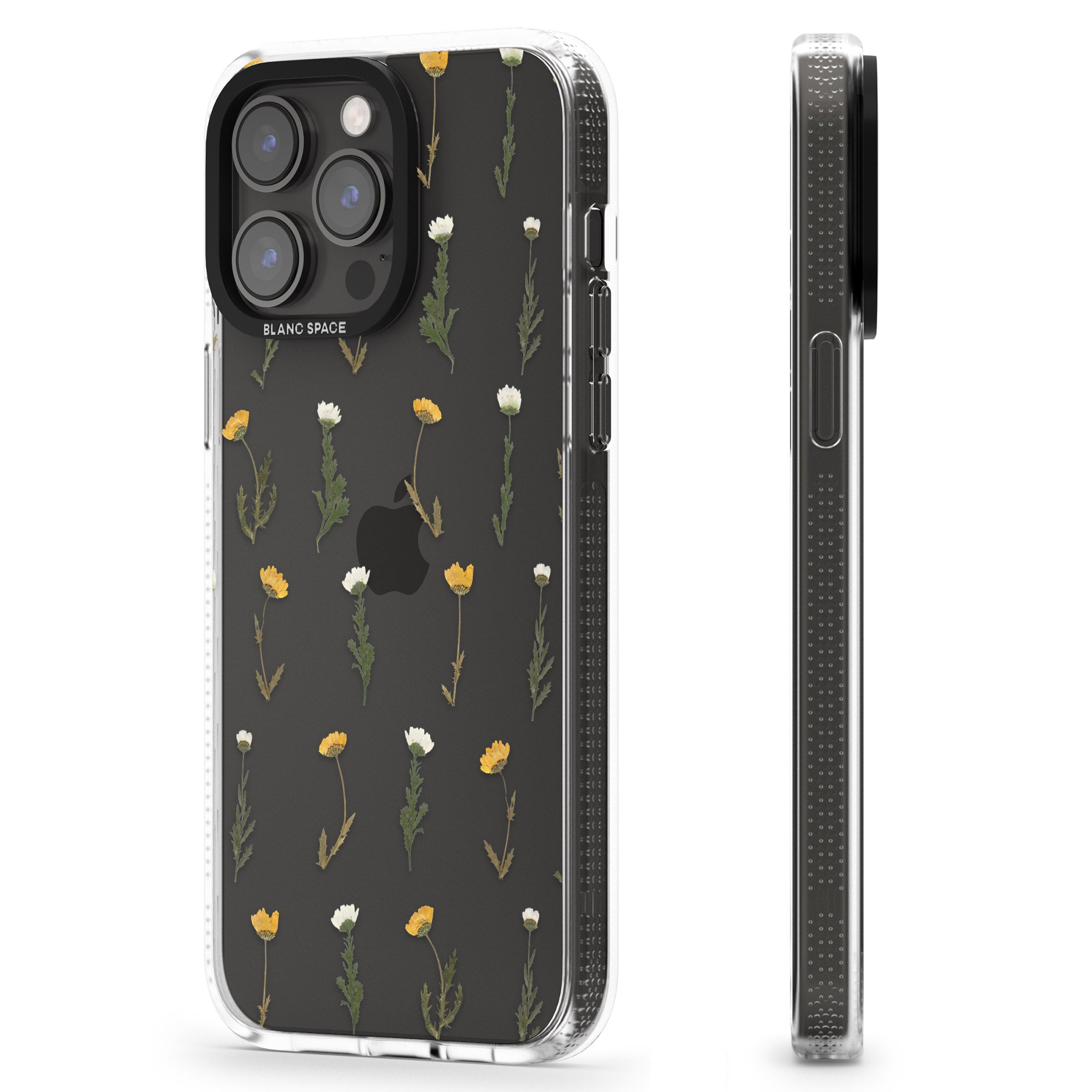 Pressed Flower iPhone 15 Pro Max / 15 Pro / 14 Pro Max / 14 Pro / 13 Pro Clear Case Impact Air - Blanc Space