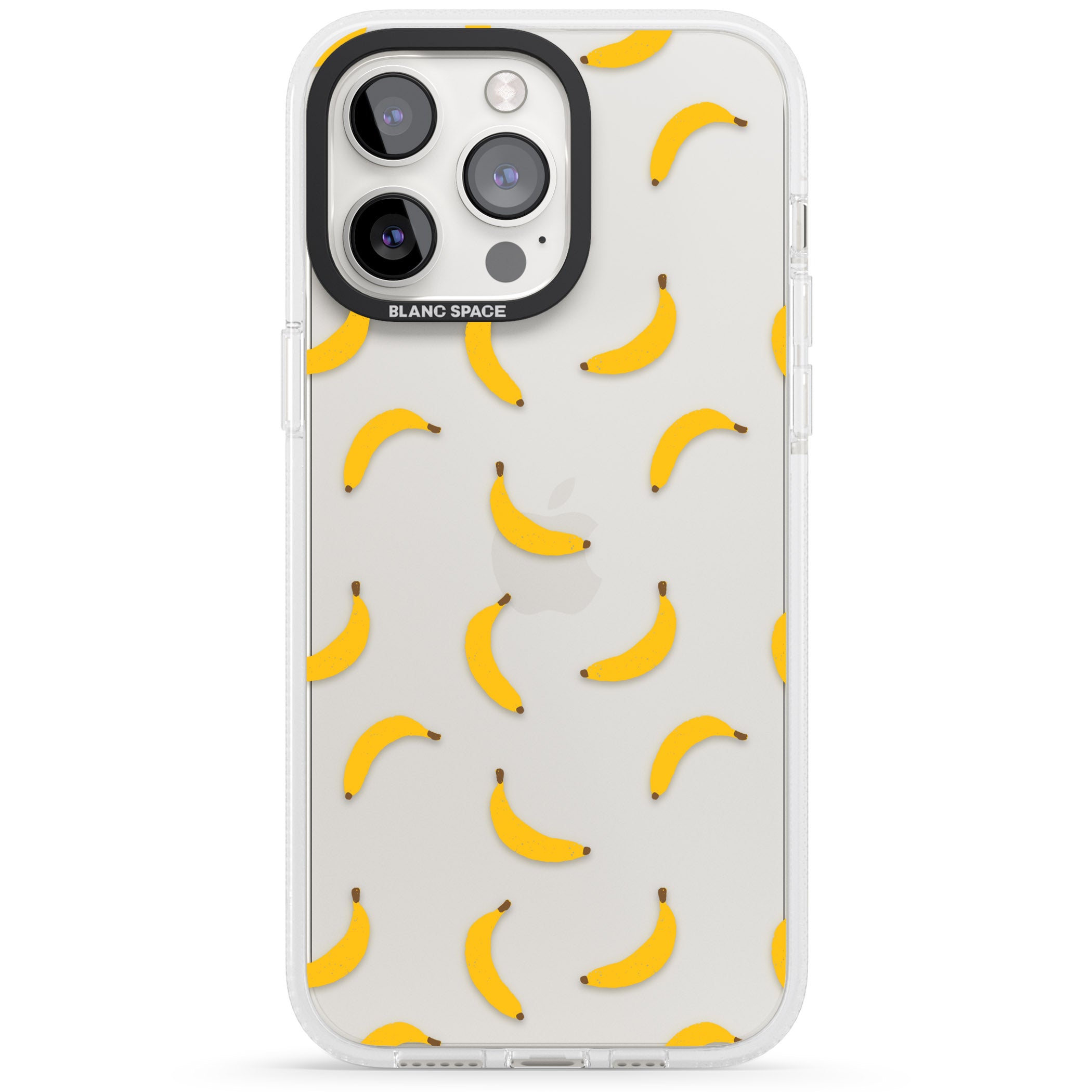 Banana Pattern iPhone 15 Pro Max / 15 Pro / 14 Pro Max / 14 Pro / 13 Pro Clear Case Impact Air - Blanc Space