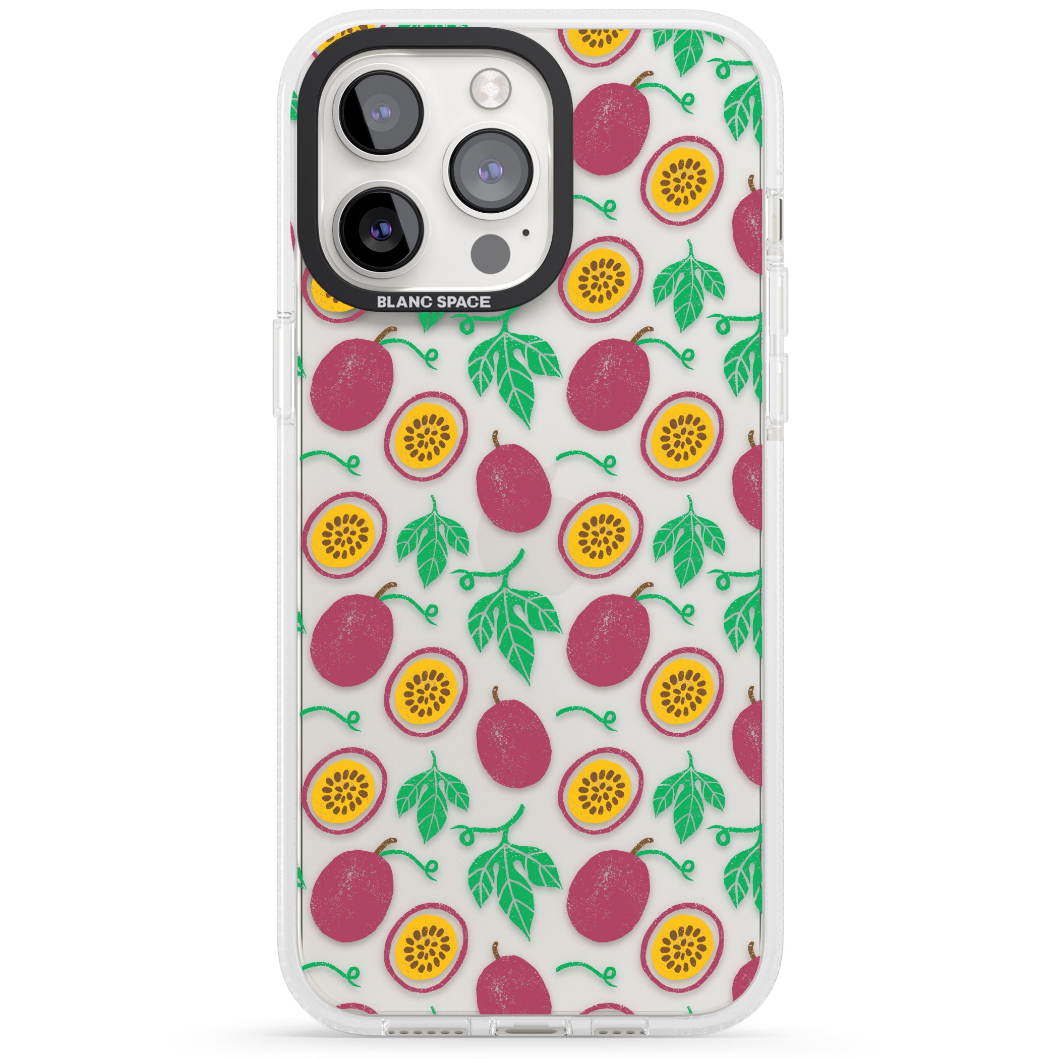 Passion Fruit Pattern iPhone 15 Pro Max / 15 Pro / 14 Pro Max / 14 Pro / 13 Pro Clear Case Impact Air - Blanc Space