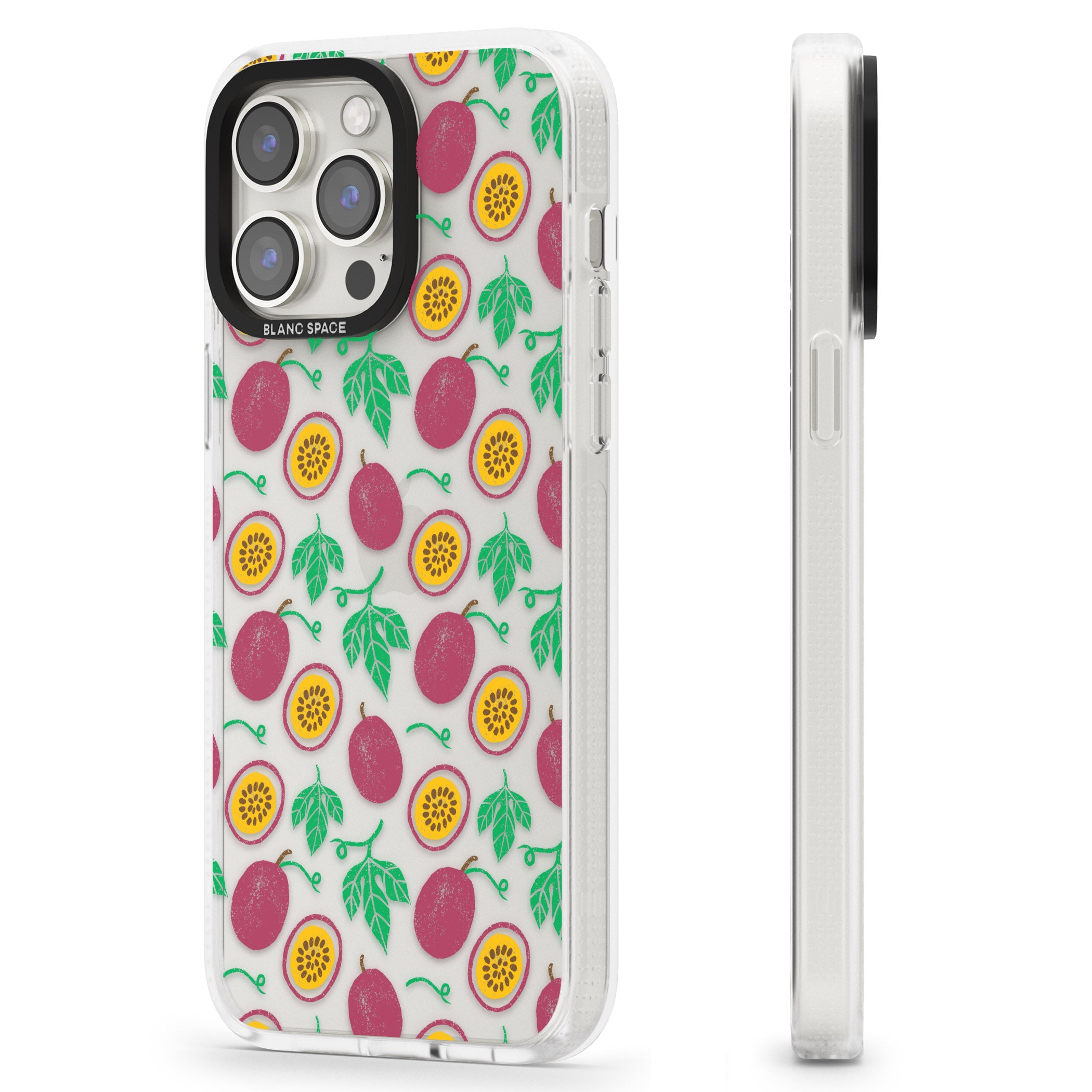 Passion Fruit Pattern iPhone 15 Pro Max / 15 Pro / 14 Pro Max / 14 Pro / 13 Pro Clear Case Impact Air - Blanc Space