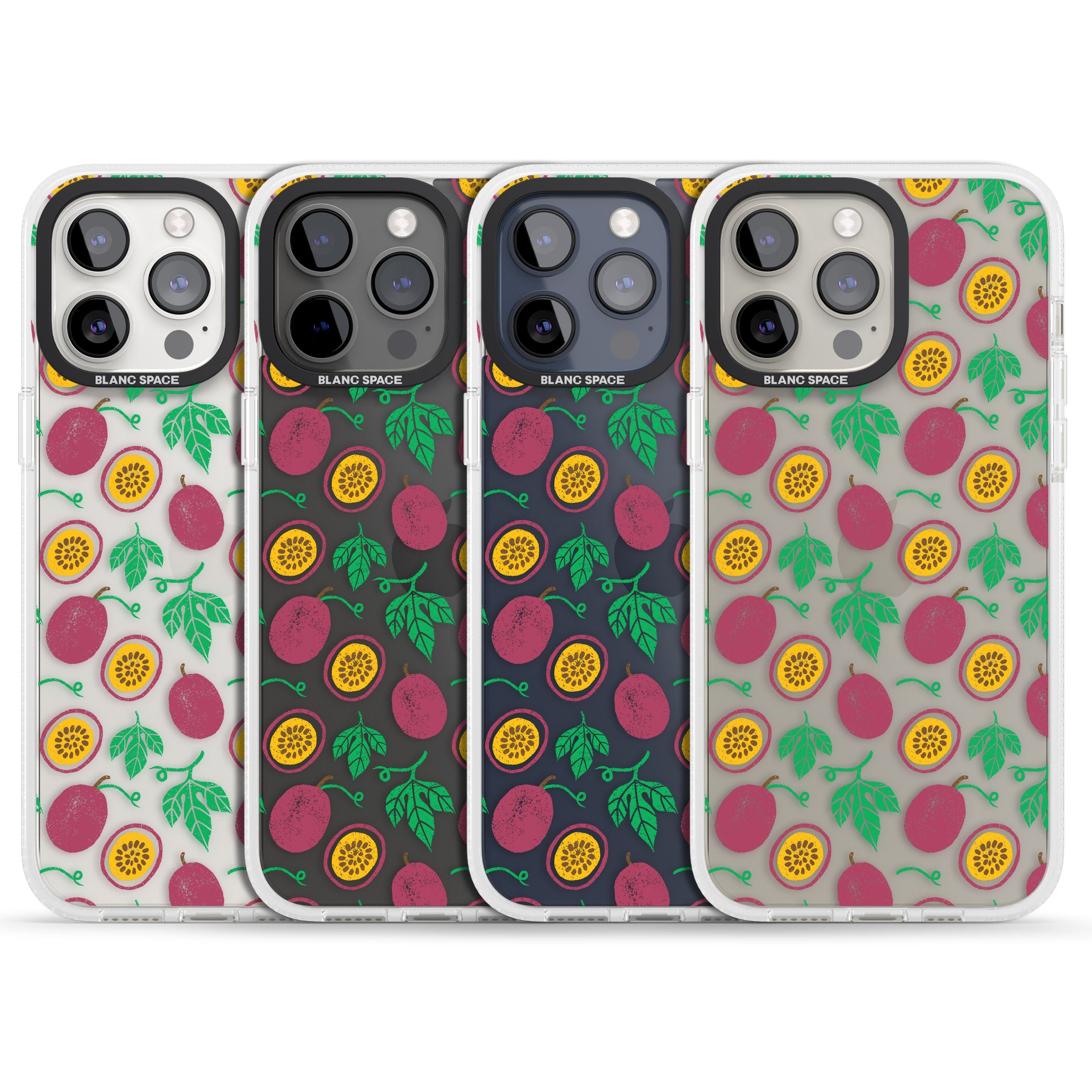 Passion Fruit Pattern iPhone 15 Pro Max / 15 Pro / 14 Pro Max / 14 Pro / 13 Pro Clear Case Impact Air - Blanc Space