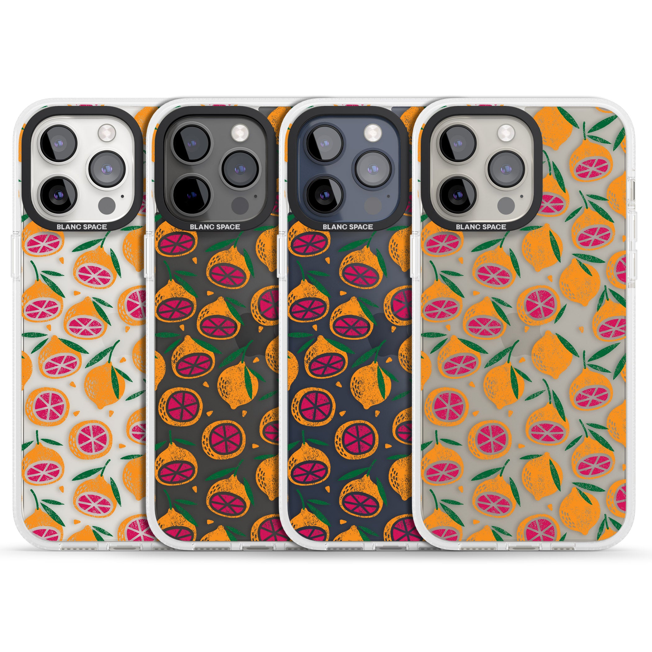 Blood Orange Fruit Pattern Transparent iPhone 15 Pro Max / 15 Pro / 14 Pro Max / 14 Pro / 13 Pro Clear Case Impact Air - Blanc Space