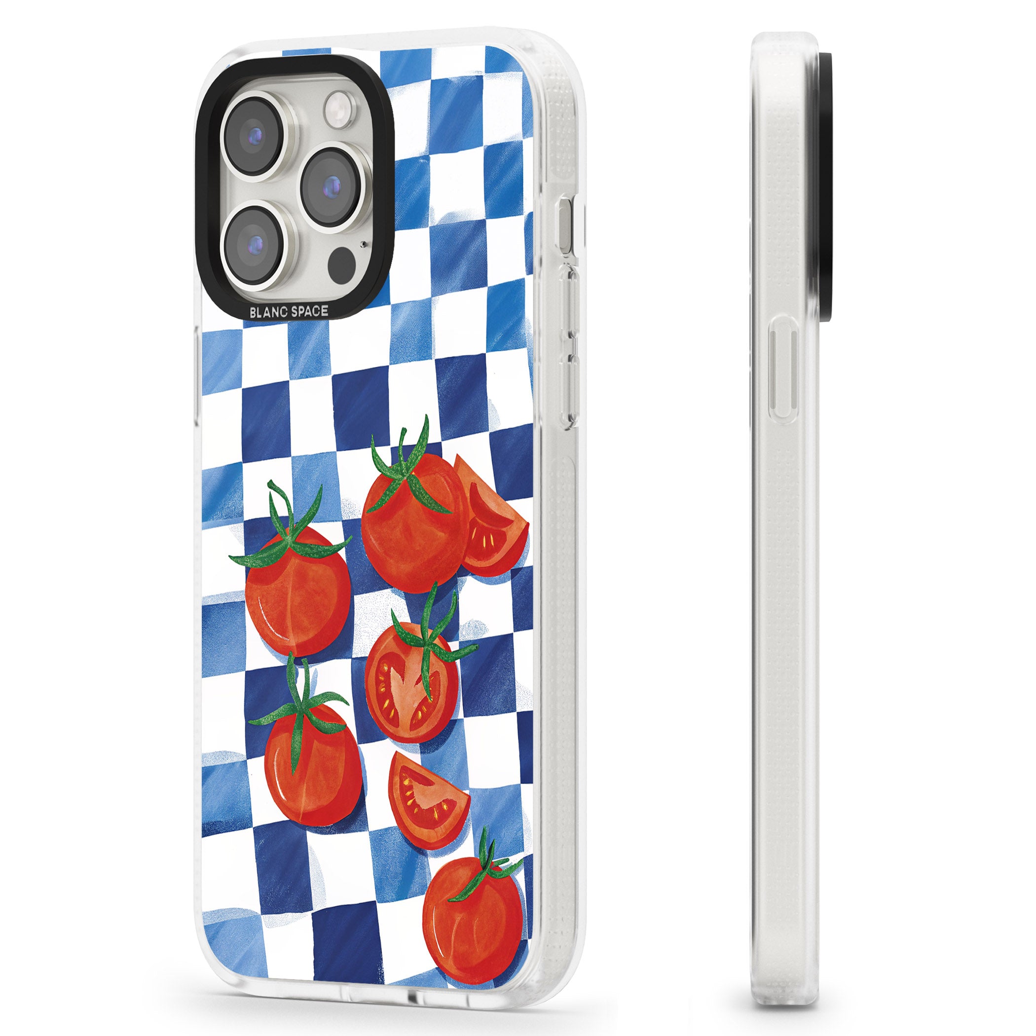 Blue Picnic Blanket & Tomatoes iPhone 15 Pro Max / 15 Pro / 14 Pro Max / 14 Pro / 13 Pro Clear Case Impact Air - Blanc Space