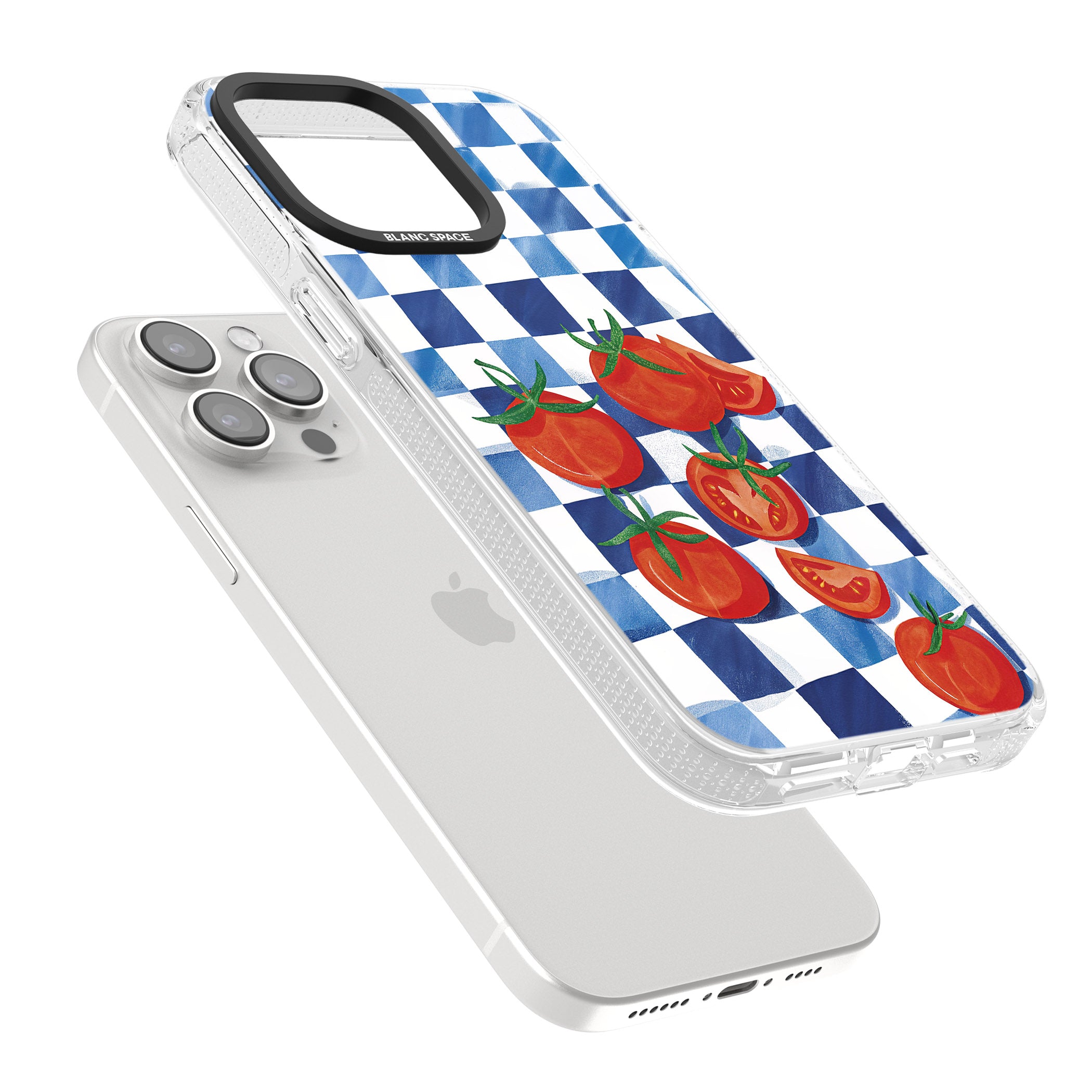 Blue Picnic Blanket & Tomatoes iPhone 15 Pro Max / 15 Pro / 14 Pro Max / 14 Pro / 13 Pro Clear Case Impact Air - Blanc Space