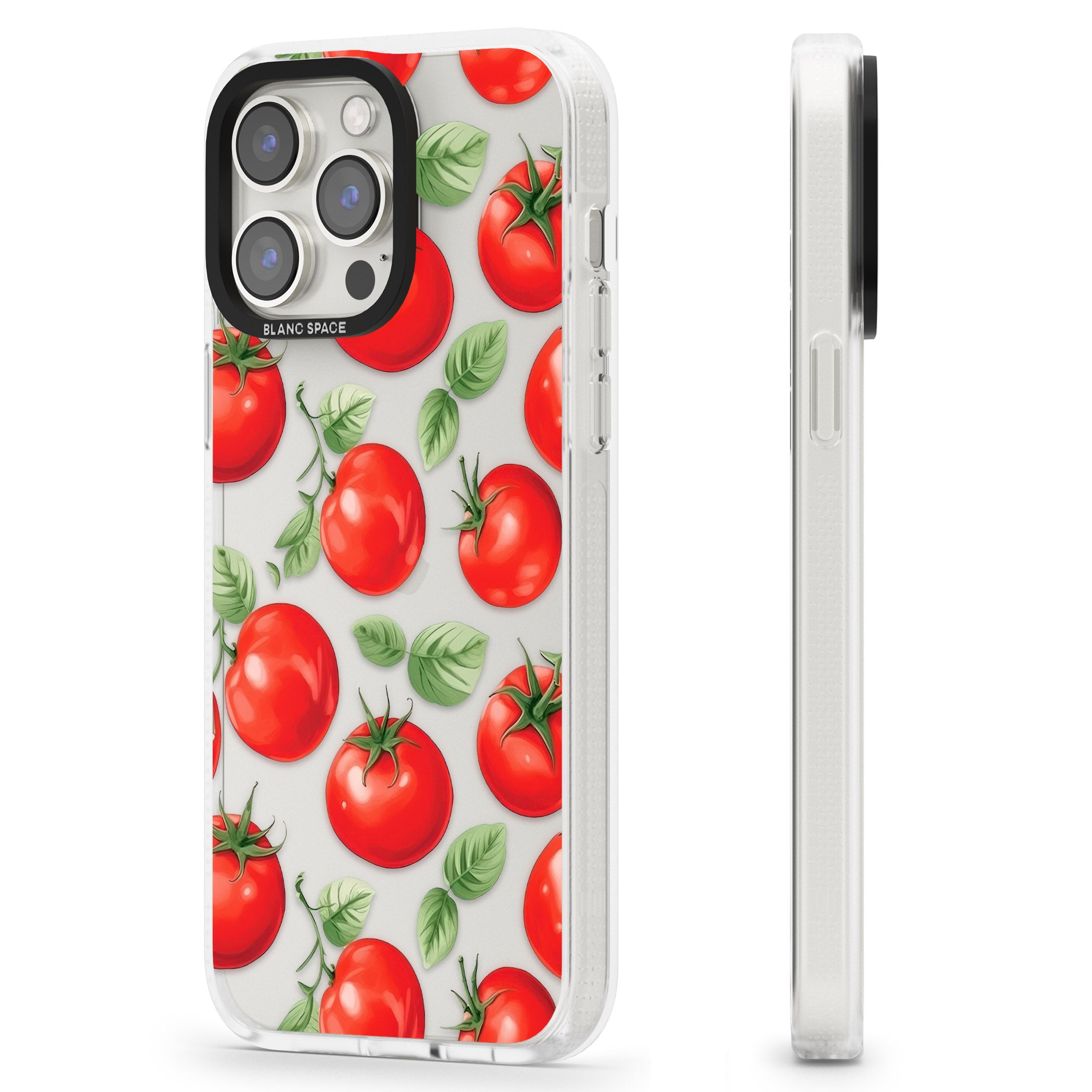 Tomato Pattern iPhone 15 Pro Max / 15 Pro / 14 Pro Max / 14 Pro / 13 Pro Clear Case Impact Air - Blanc Space