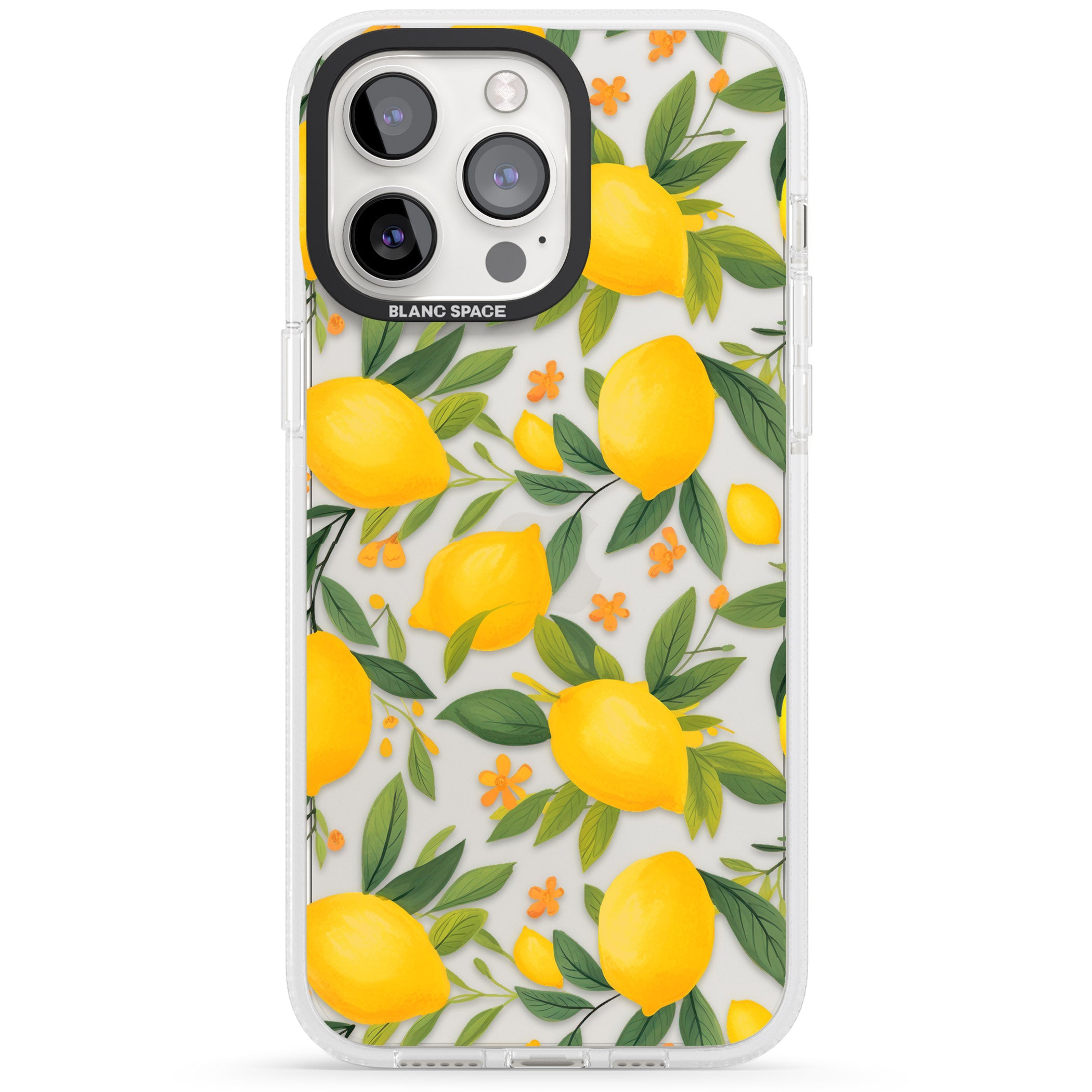 Lemon Pattern iPhone 15 Pro Max / 15 Pro / 14 Pro Max / 14 Pro / 13 Pro Clear Case Impact Air - Blanc Space