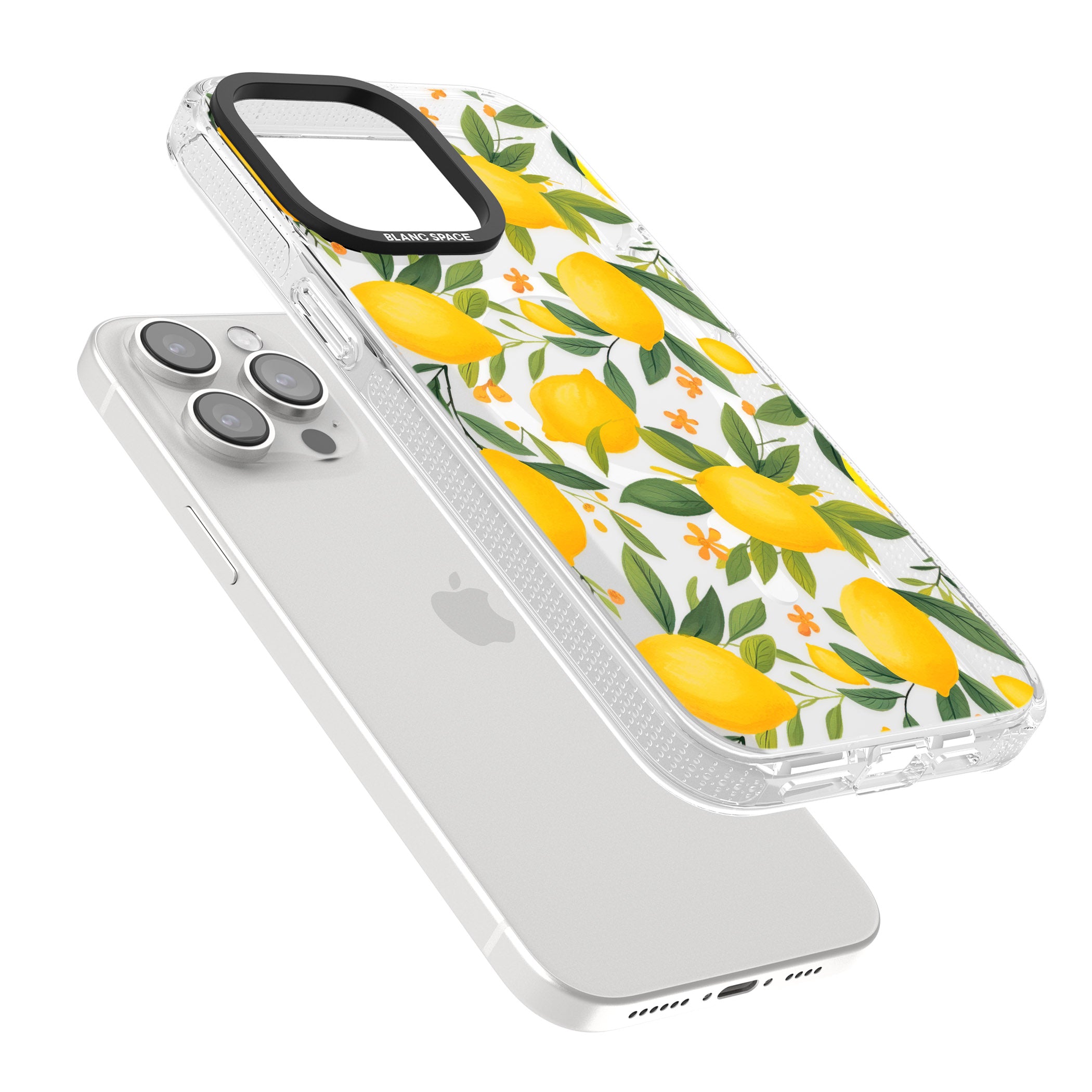 Lemon Pattern iPhone 15 Pro Max / 15 Pro / 14 Pro Max / 14 Pro / 13 Pro Clear Case Impact Air - Blanc Space