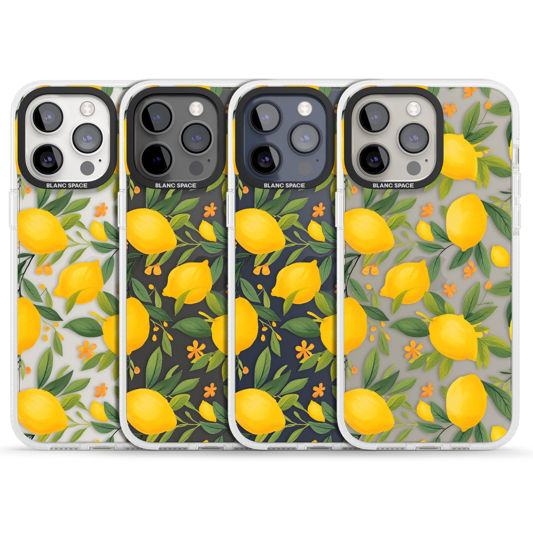 Lemon Pattern iPhone 15 Pro Max / 15 Pro / 14 Pro Max / 14 Pro / 13 Pro Clear Case Impact Air - Blanc Space
