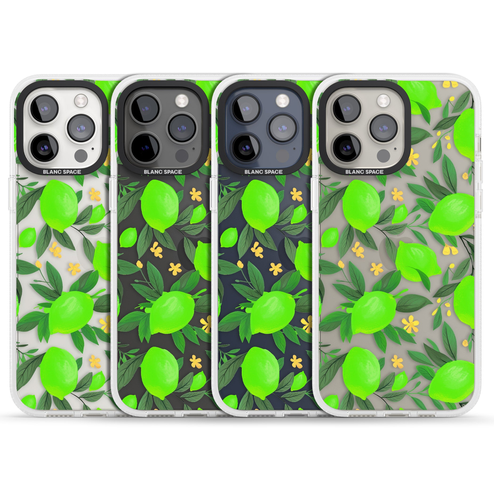 Lime Pattern iPhone 15 Pro Max / 15 Pro / 14 Pro Max / 14 Pro / 13 Pro Clear Case Impact Air - Blanc Space