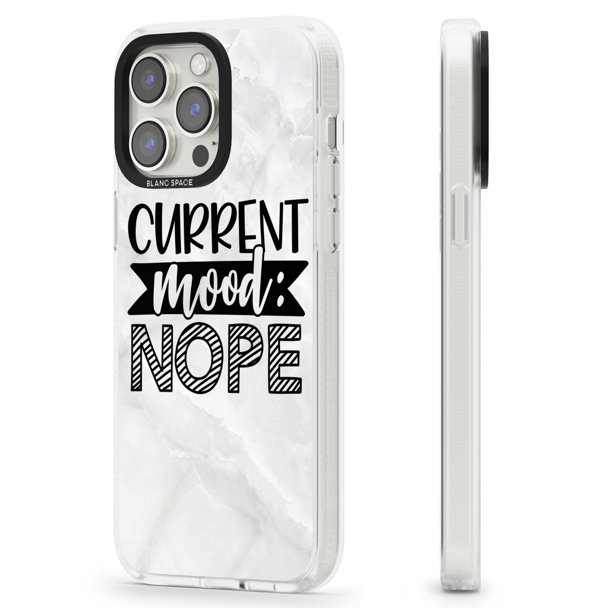 Current Mood NOPE iPhone 15 Pro Max / 15 Pro / 14 Pro Max / 14 Pro / 13 Pro Clear Case Impact Air - Blanc Space