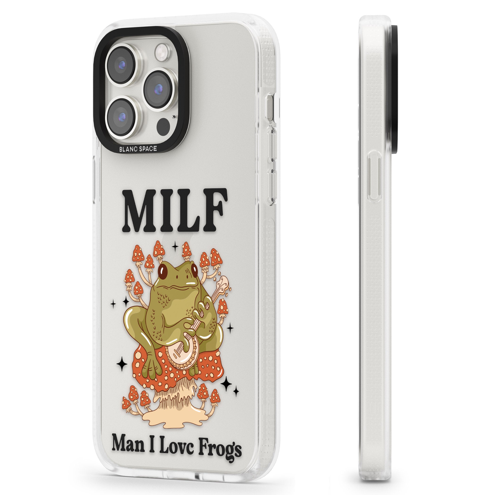 Man I Love Frogs iPhone 15 Pro Max / 15 Pro / 14 Pro Max / 14 Pro / 13 Pro Clear Case Impact Air - Blanc Space