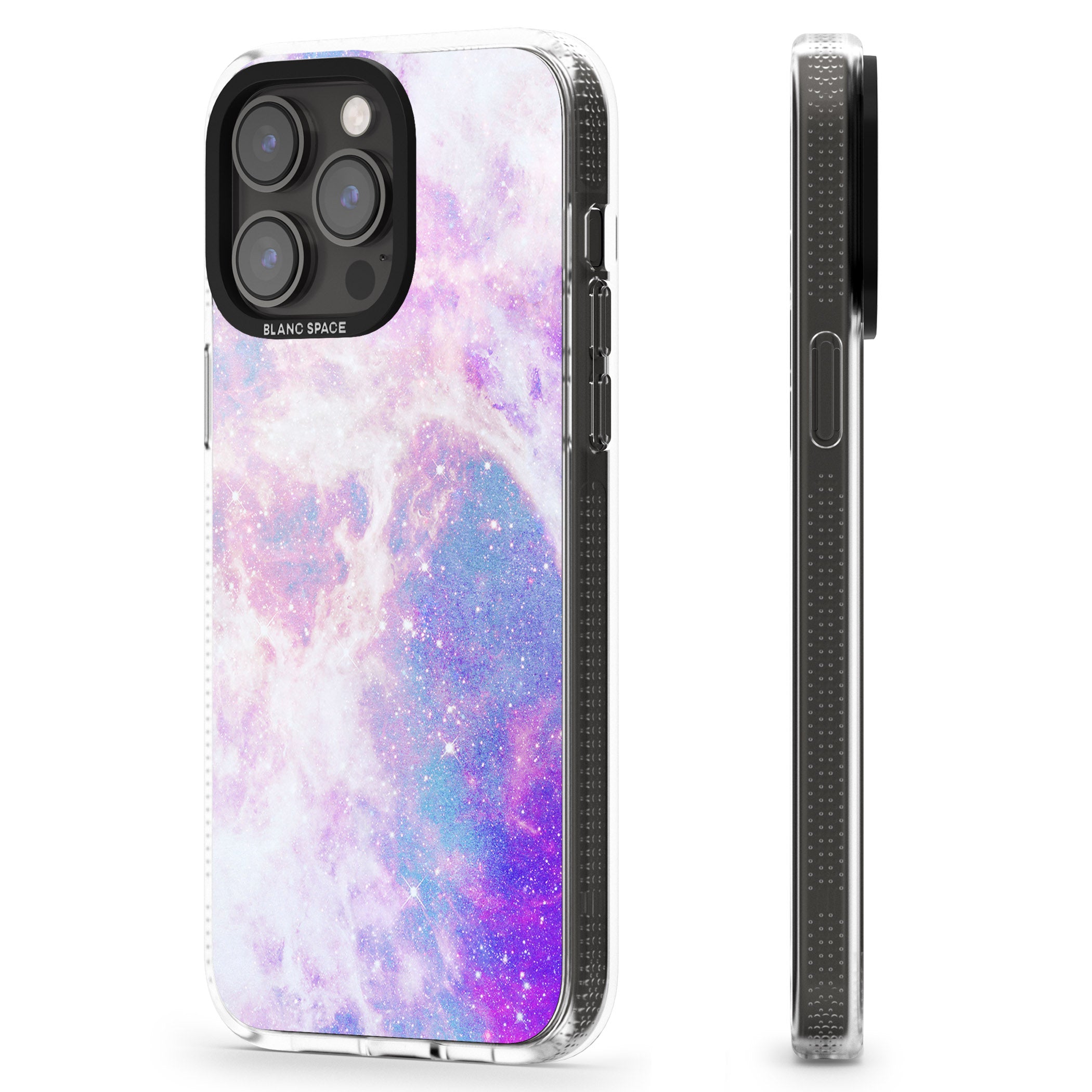 Purple & Blue Galaxy Pattern Design iPhone 15 Pro Max / 15 Pro / 14 Pro Max / 14 Pro / 13 Pro Clear Case Impact Air - Blanc Space