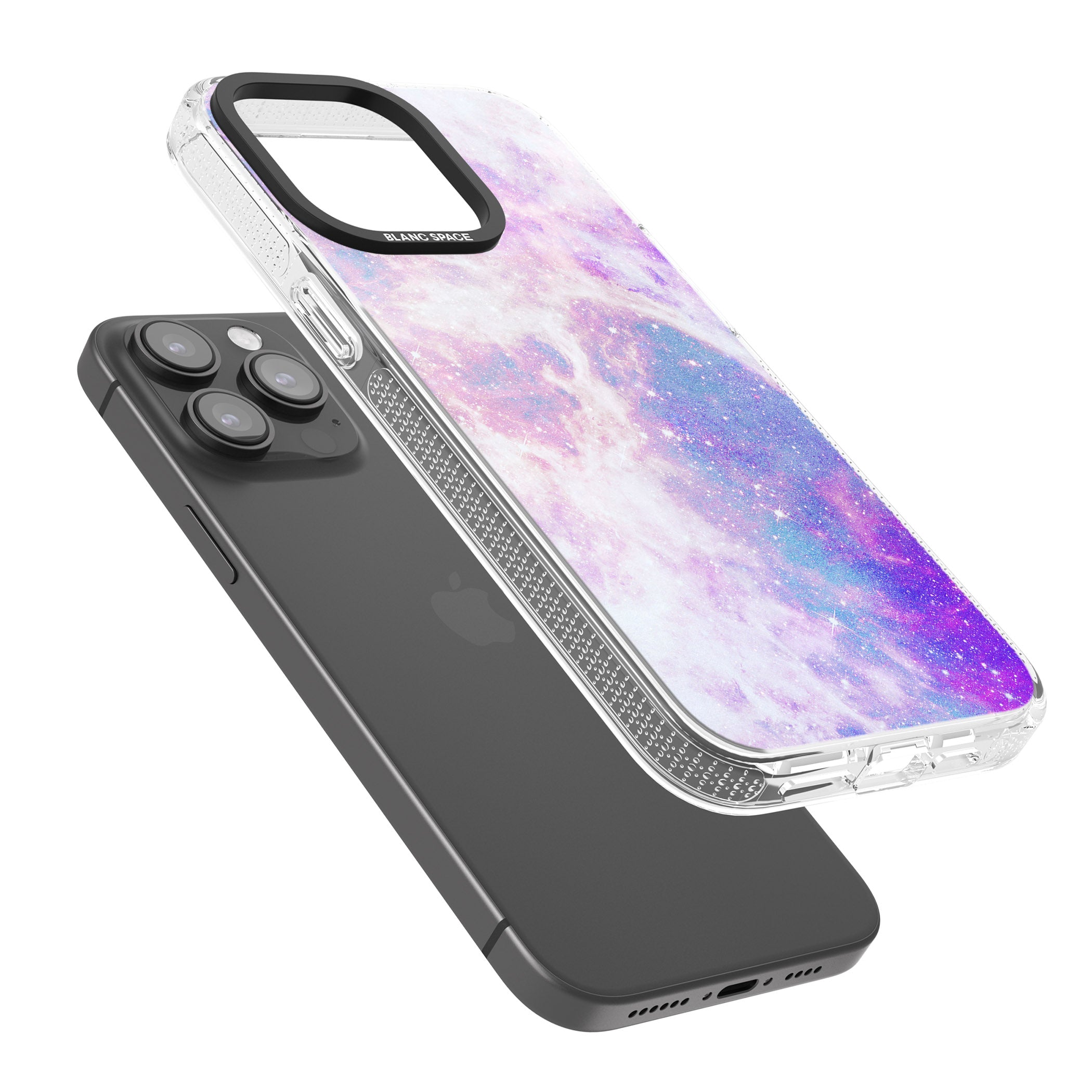 Purple & Blue Galaxy Pattern Design iPhone 15 Pro Max / 15 Pro / 14 Pro Max / 14 Pro / 13 Pro Clear Case Impact Air - Blanc Space