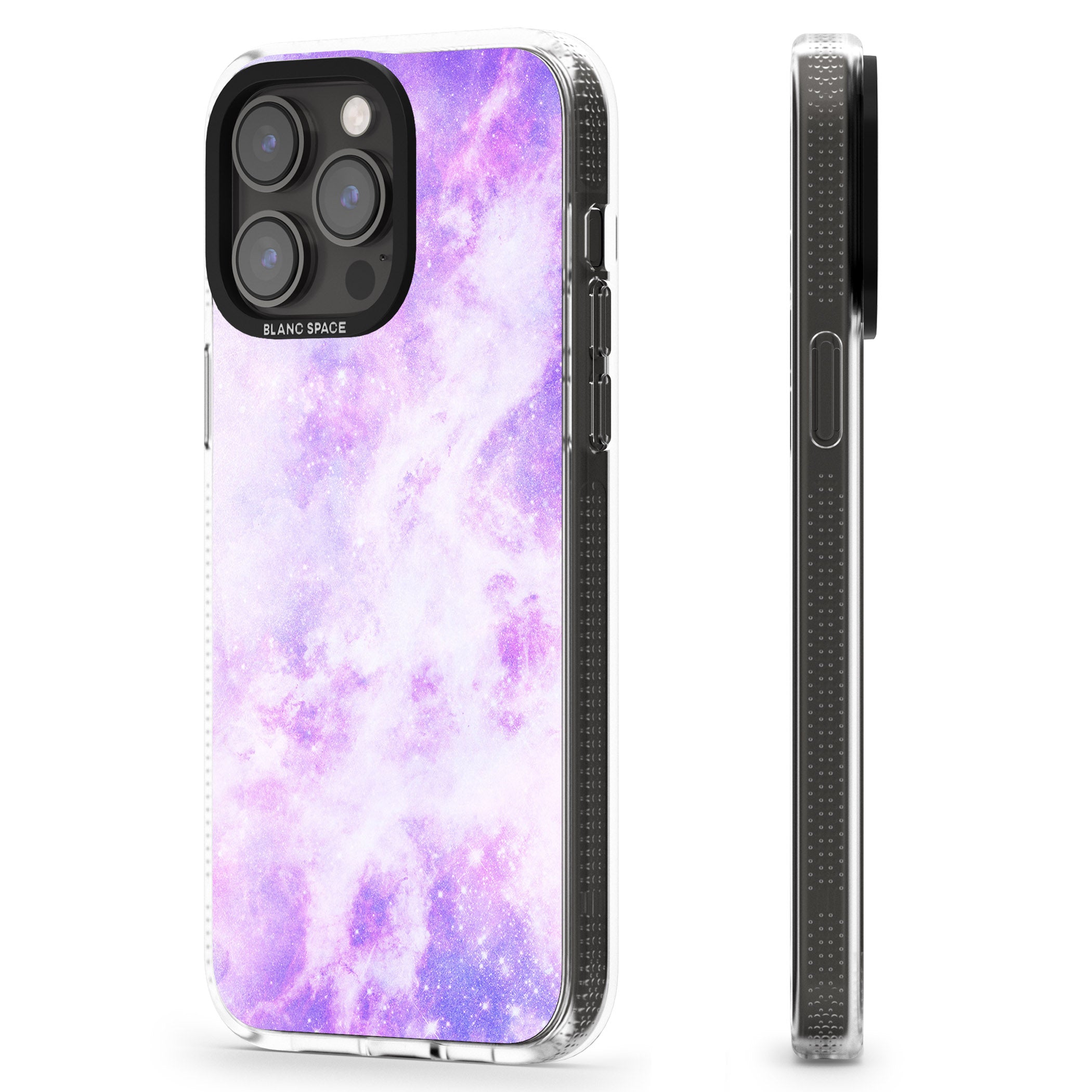 Purple Galaxy Pattern Design iPhone 15 Pro Max / 15 Pro / 14 Pro Max / 14 Pro / 13 Pro Clear Case Impact Air - Blanc Space