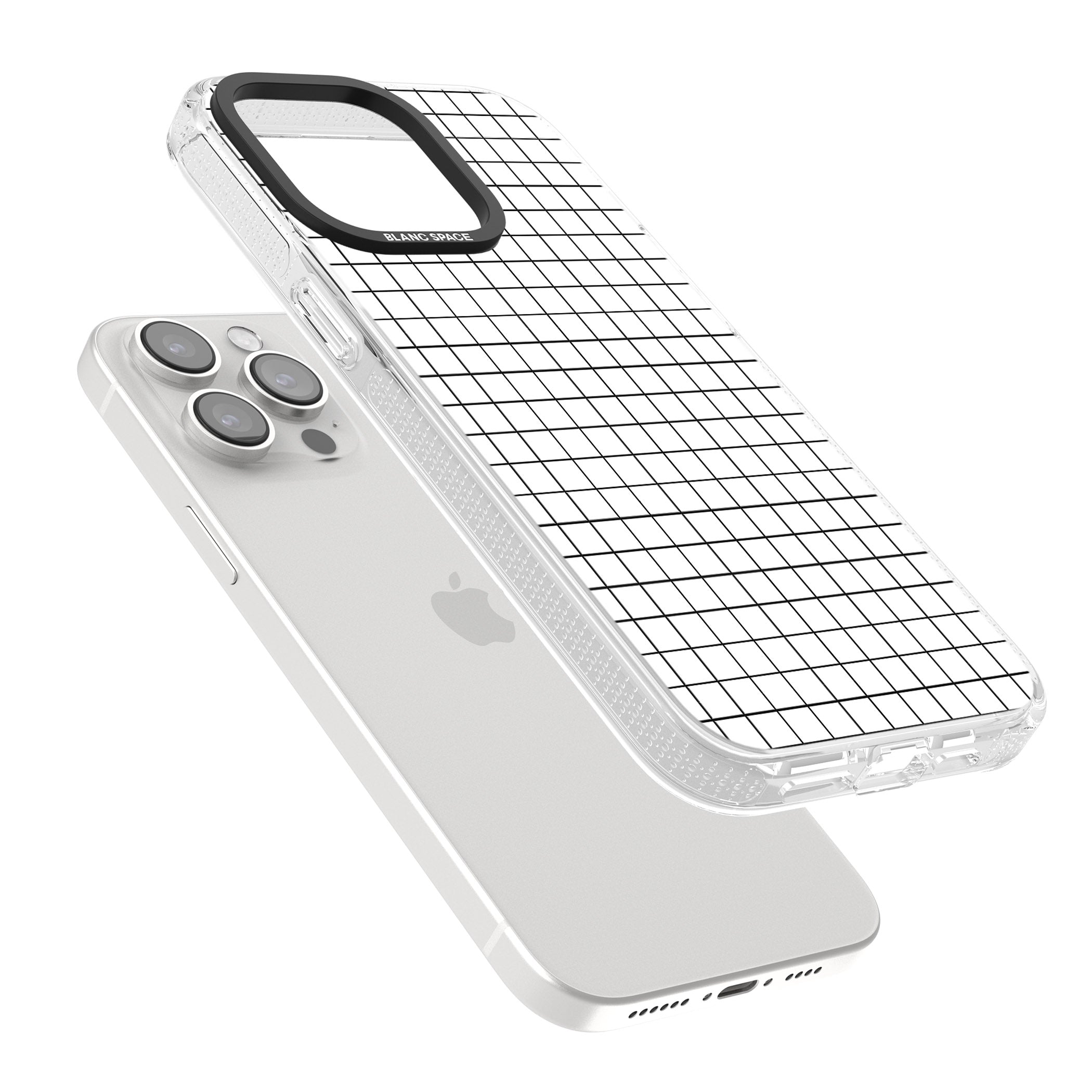 Simplistic Small Grid Designs White iPhone 15 Pro Max / 15 Pro / 14 Pro Max / 14 Pro / 13 Pro Clear Case Impact Air - Blanc Space
