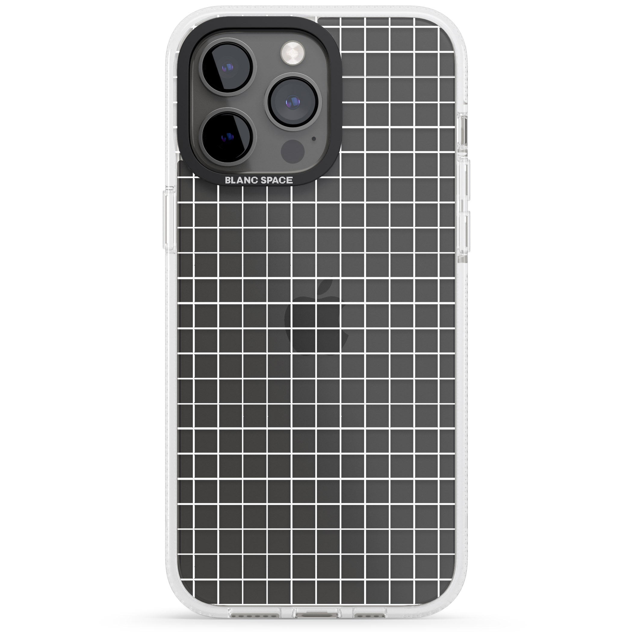 Simplistic Small Grid Designs White (Transparent) iPhone 15 Pro Max / 15 Pro / 14 Pro Max / 14 Pro / 13 Pro Clear Case Impact Air - Blanc Space