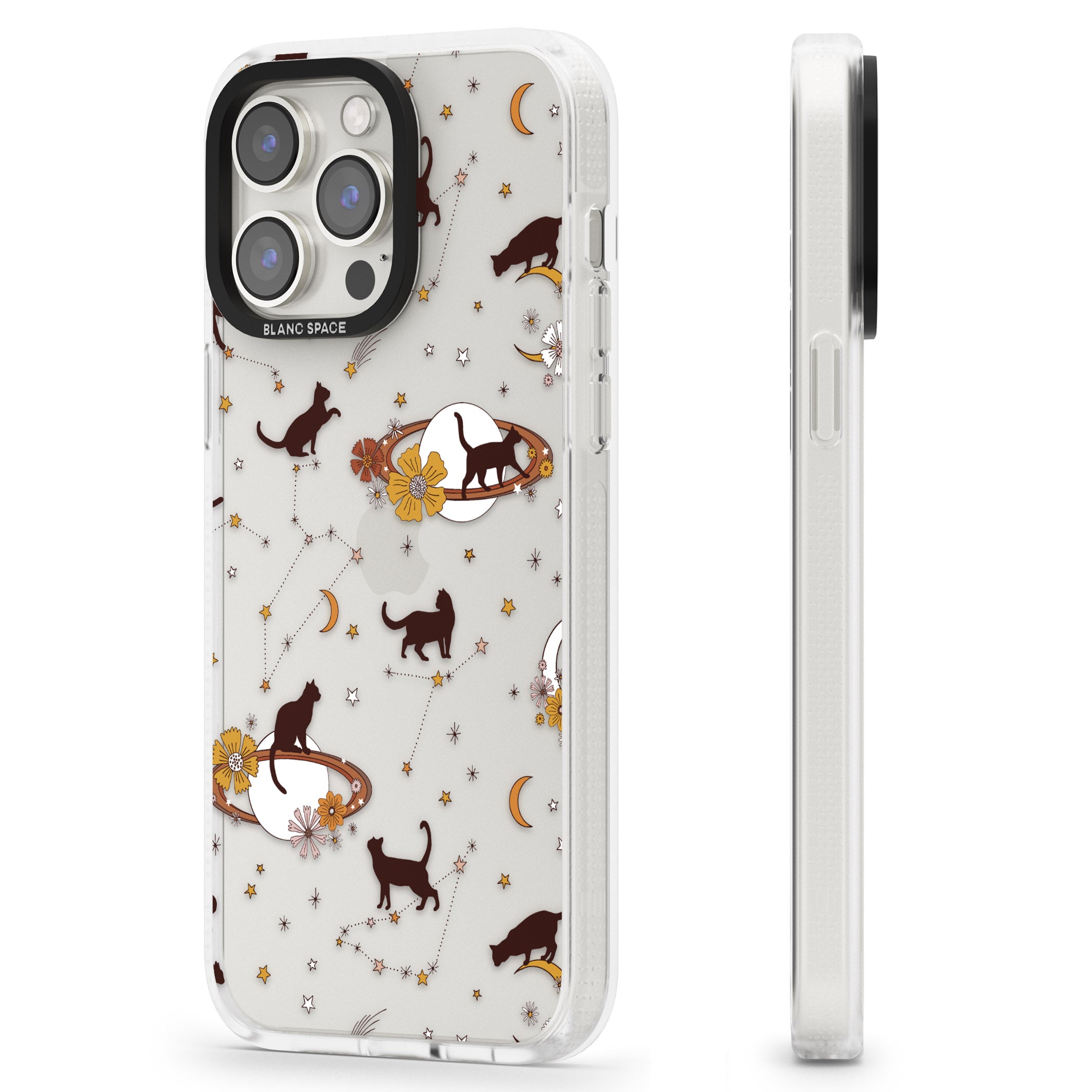Halloween Cats and Astrology iPhone 15 Pro Max / 15 Pro / 14 Pro Max / 14 Pro / 13 Pro Clear Case Impact Air - Blanc Space