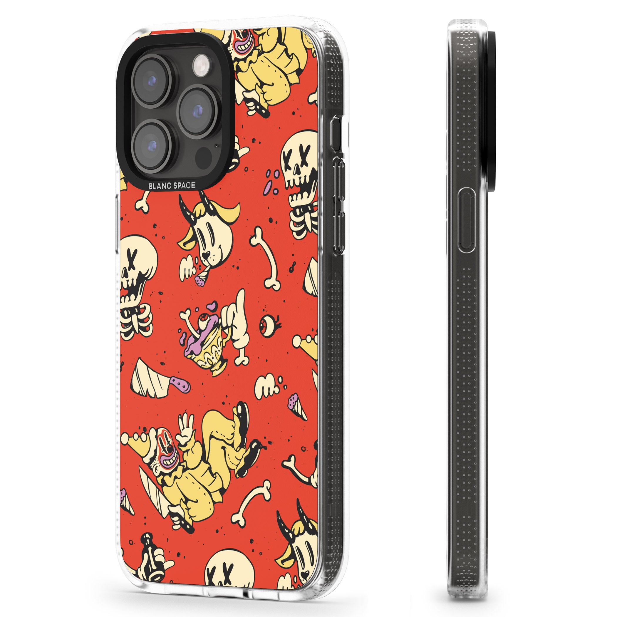 Red Retro Halloween Pattern iPhone 15 Pro Max / 15 Pro / 14 Pro Max / 14 Pro / 13 Pro Clear Case Impact Air - Blanc Space