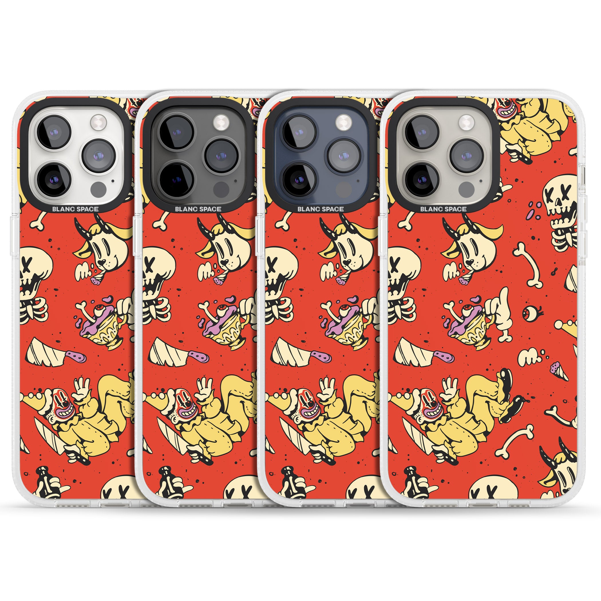 Red Retro Halloween Pattern iPhone 15 Pro Max / 15 Pro / 14 Pro Max / 14 Pro / 13 Pro Clear Case Impact Air - Blanc Space
