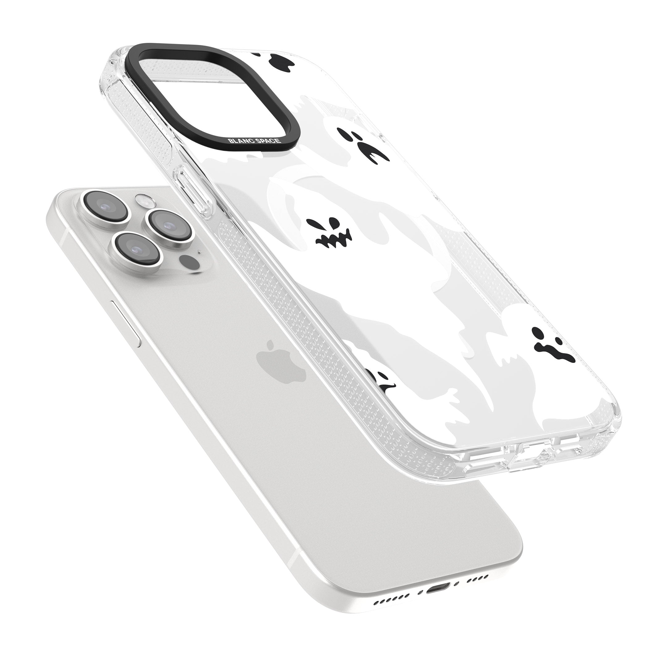 Ghost Pattern iPhone 15 Pro Max / 15 Pro / 14 Pro Max / 14 Pro / 13 Pro Clear Case Impact Air - Blanc Space