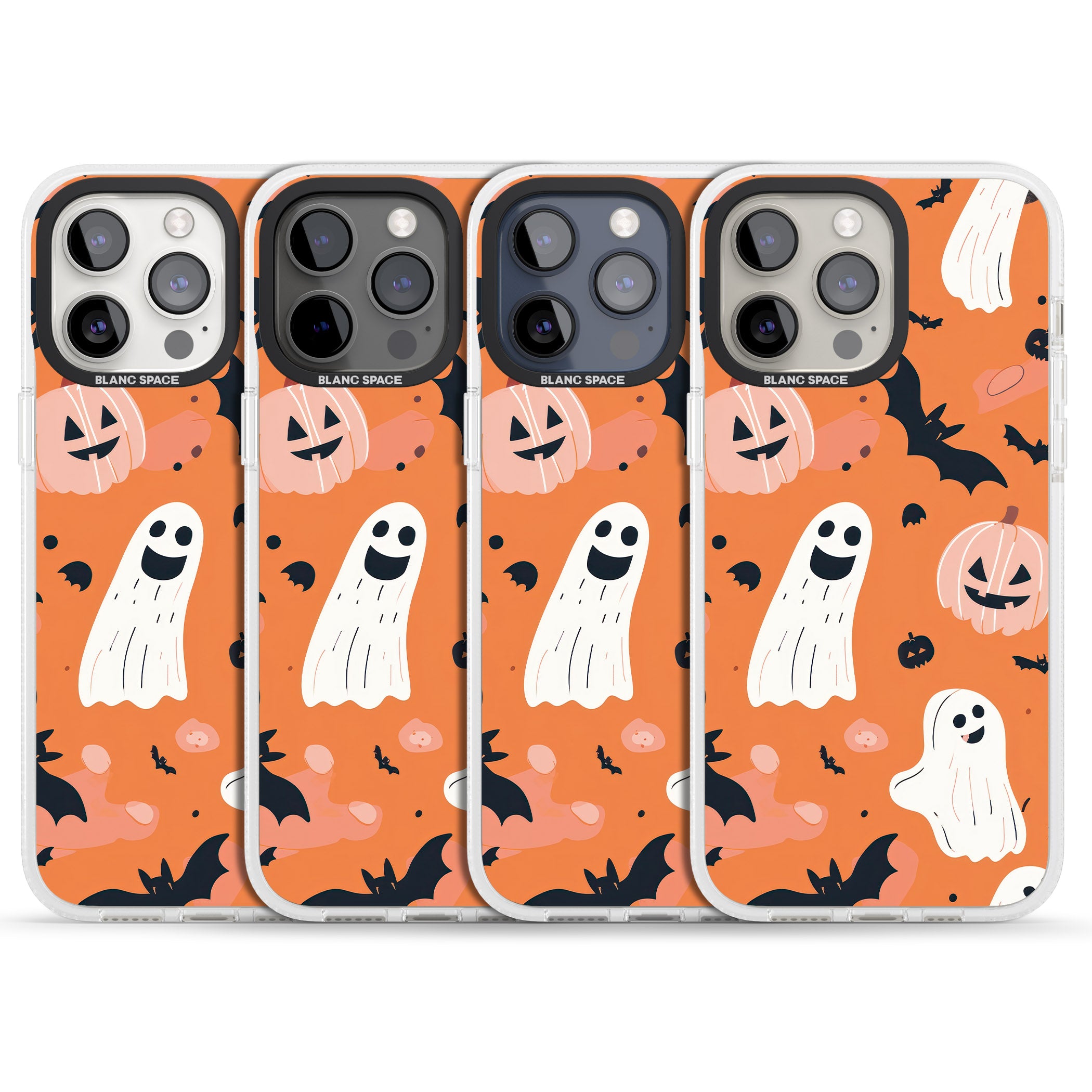 Orange Halloween Pattern iPhone 15 Pro Max / 15 Pro / 14 Pro Max / 14 Pro / 13 Pro Clear Case Impact Air - Blanc Space