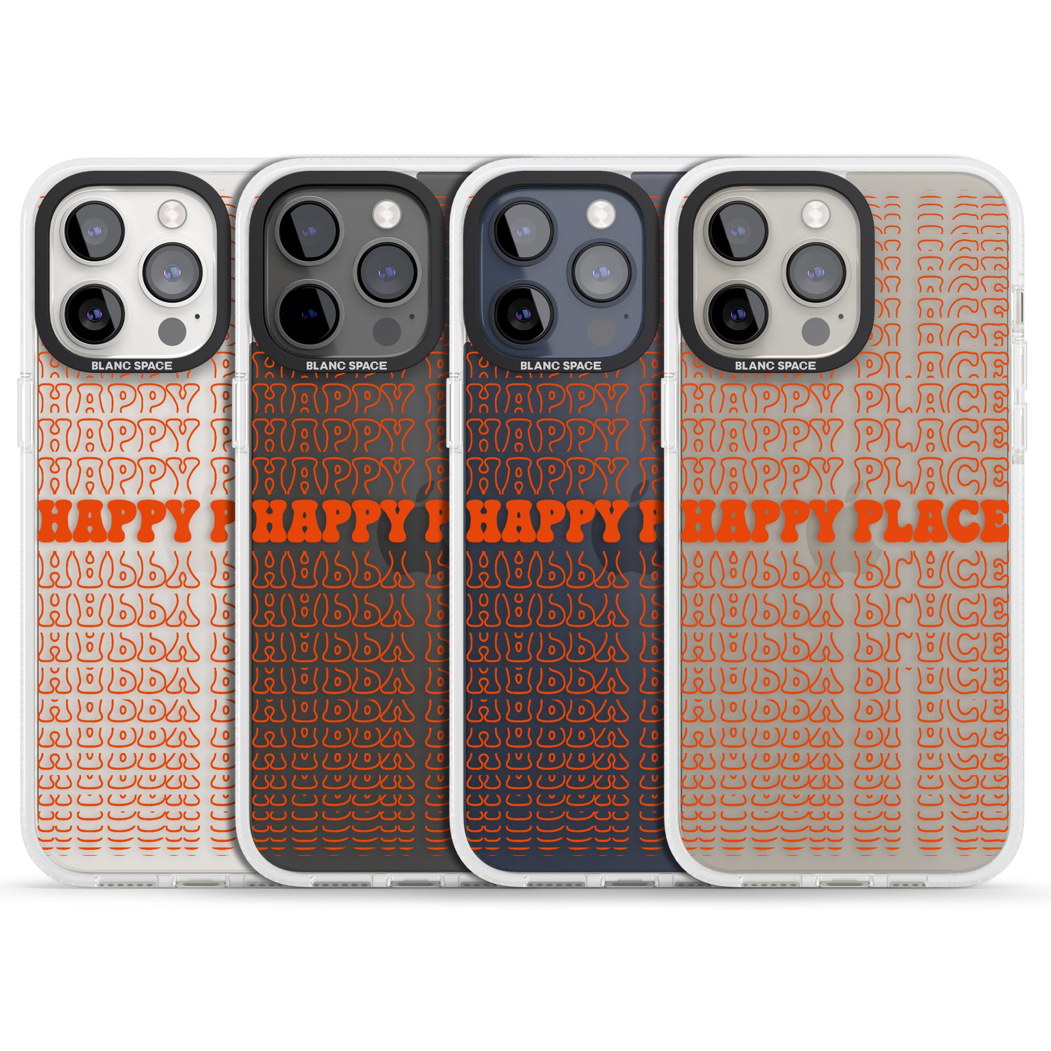 Happy Place (Orange) iPhone 15 Pro Max / 15 Pro / 14 Pro Max / 14 Pro / 13 Pro Clear Case Impact Air - Blanc Space