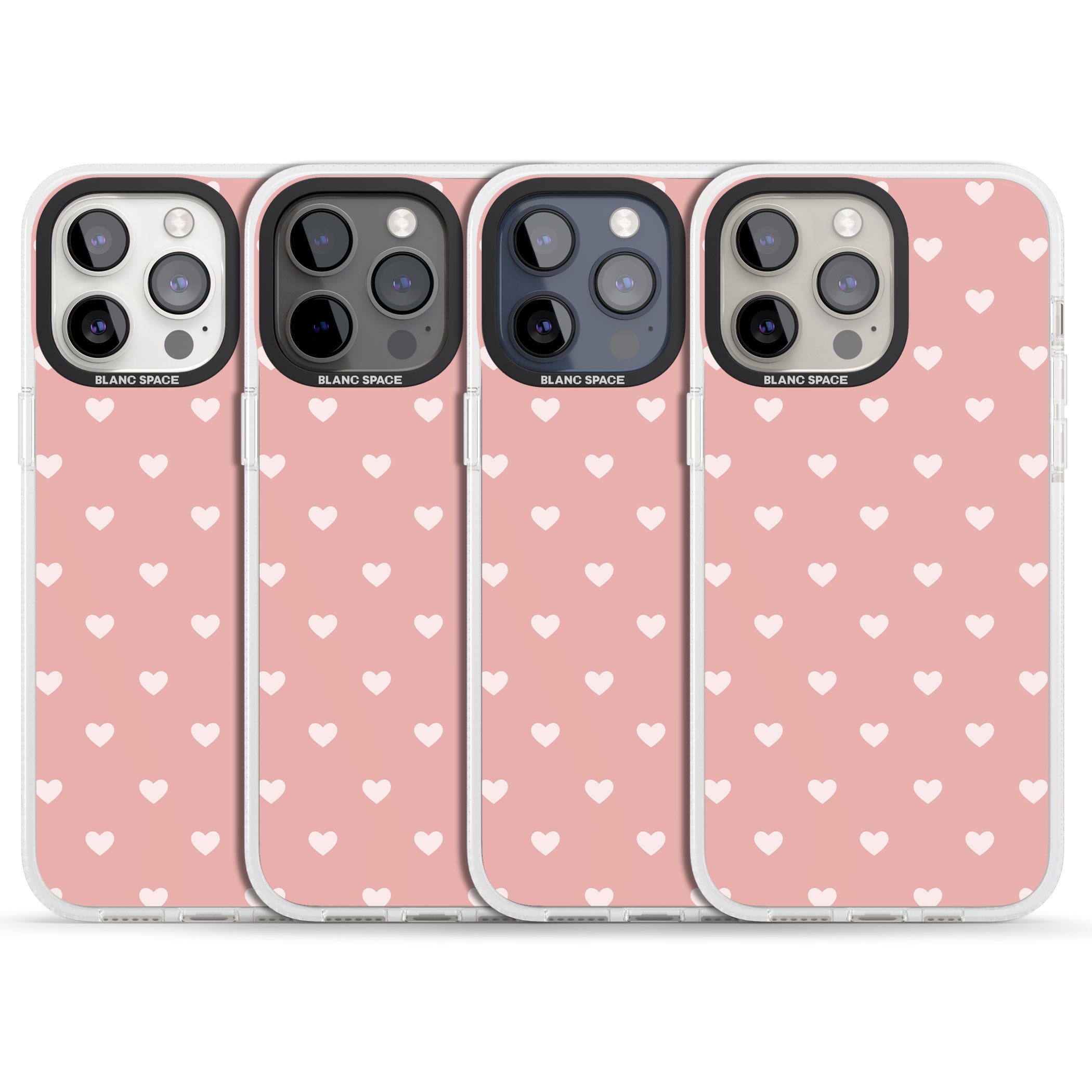 Small Heart Pattern: Pink iPhone 15 Pro Max / 15 Pro / 14 Pro Max / 14 Pro / 13 Pro Clear Case Impact Air - Blanc Space