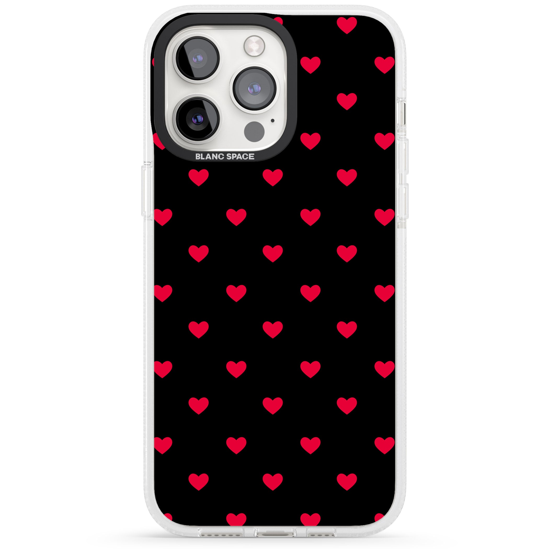Small Heart Pattern: Red & iPhone 15 Pro Max / 15 Pro / 14 Pro Max / 14 Pro / 13 Pro Clear Case Impact Air - Blanc Space