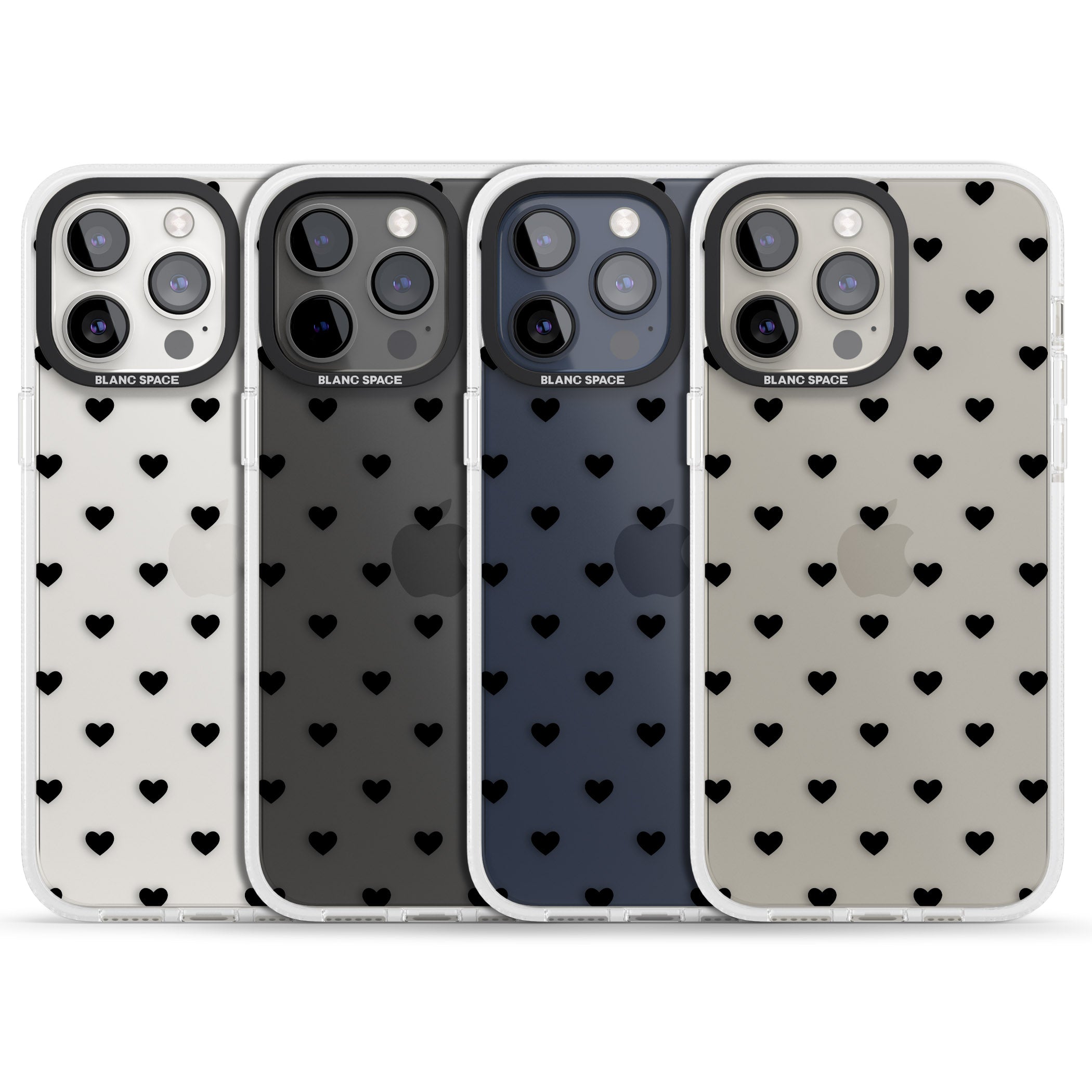 Small Heart Pattern: White & iPhone 15 Pro Max / 15 Pro / 14 Pro Max / 14 Pro / 13 Pro Clear Case Impact Air - Blanc Space