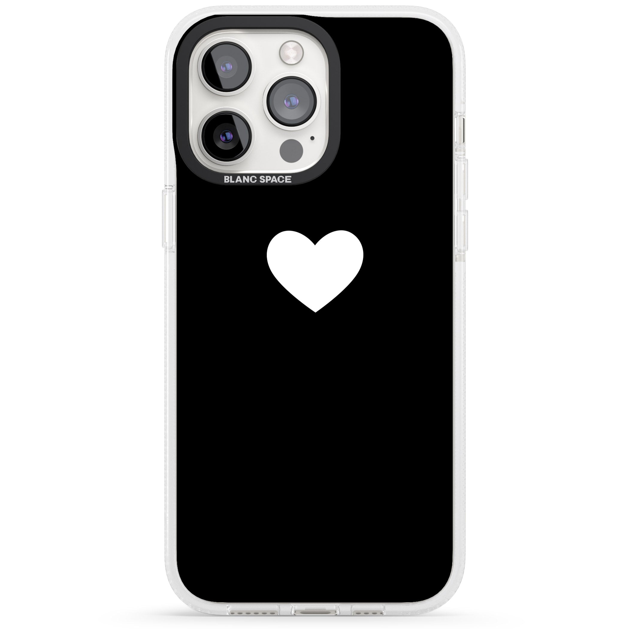 Single Heart Design: White & iPhone 15 Pro Max / 15 Pro / 14 Pro Max / 14 Pro / 13 Pro Clear Case Impact Air - Blanc Space