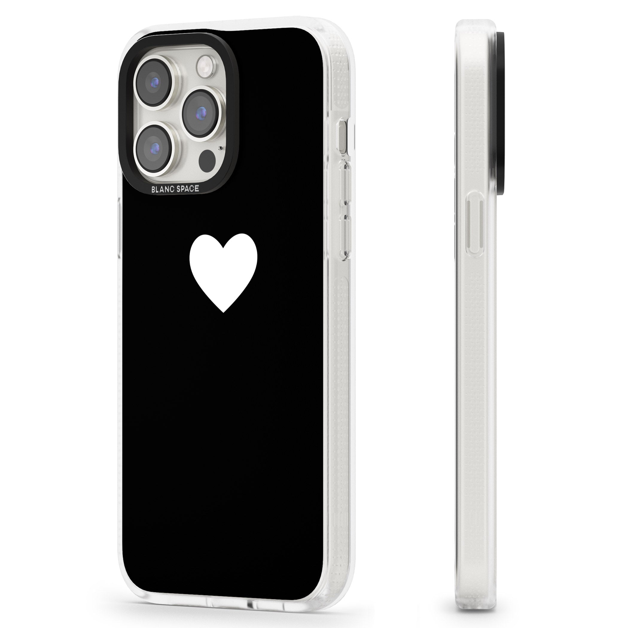 Single Heart Design: White & iPhone 15 Pro Max / 15 Pro / 14 Pro Max / 14 Pro / 13 Pro Clear Case Impact Air - Blanc Space