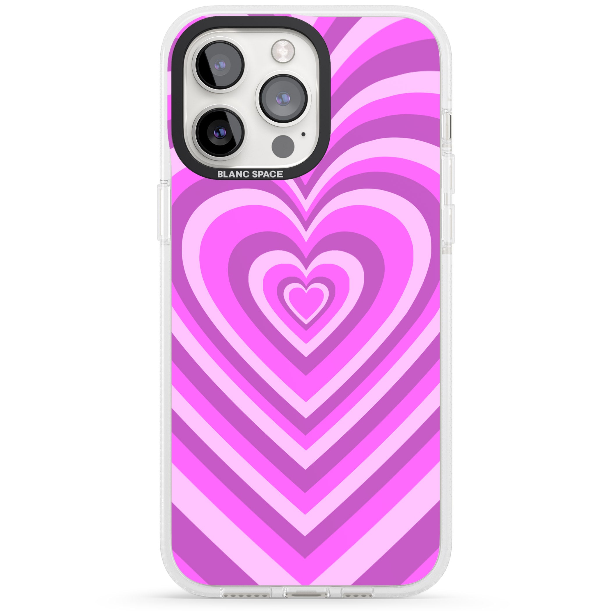 Pink Heart Illusion iPhone 15 Pro Max / 15 Pro / 14 Pro Max / 14 Pro / 13 Pro Clear Case Impact Air - Blanc Space