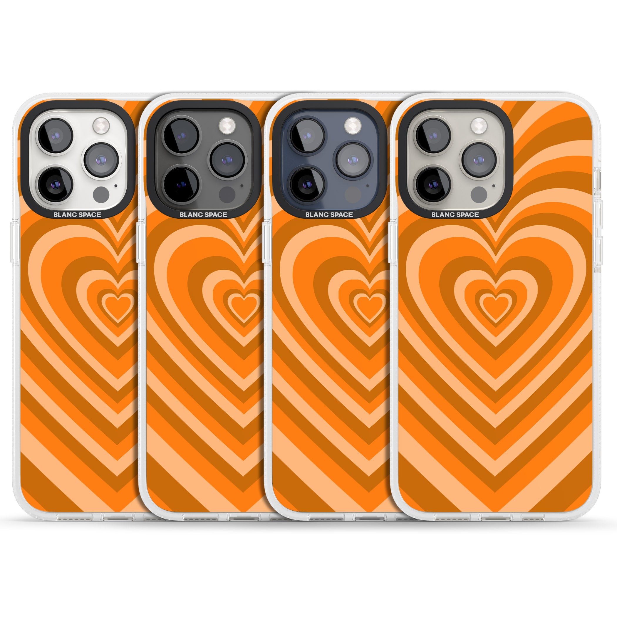 Orange Heart Illusion iPhone 15 Pro Max / 15 Pro / 14 Pro Max / 14 Pro / 13 Pro Clear Case Impact Air - Blanc Space