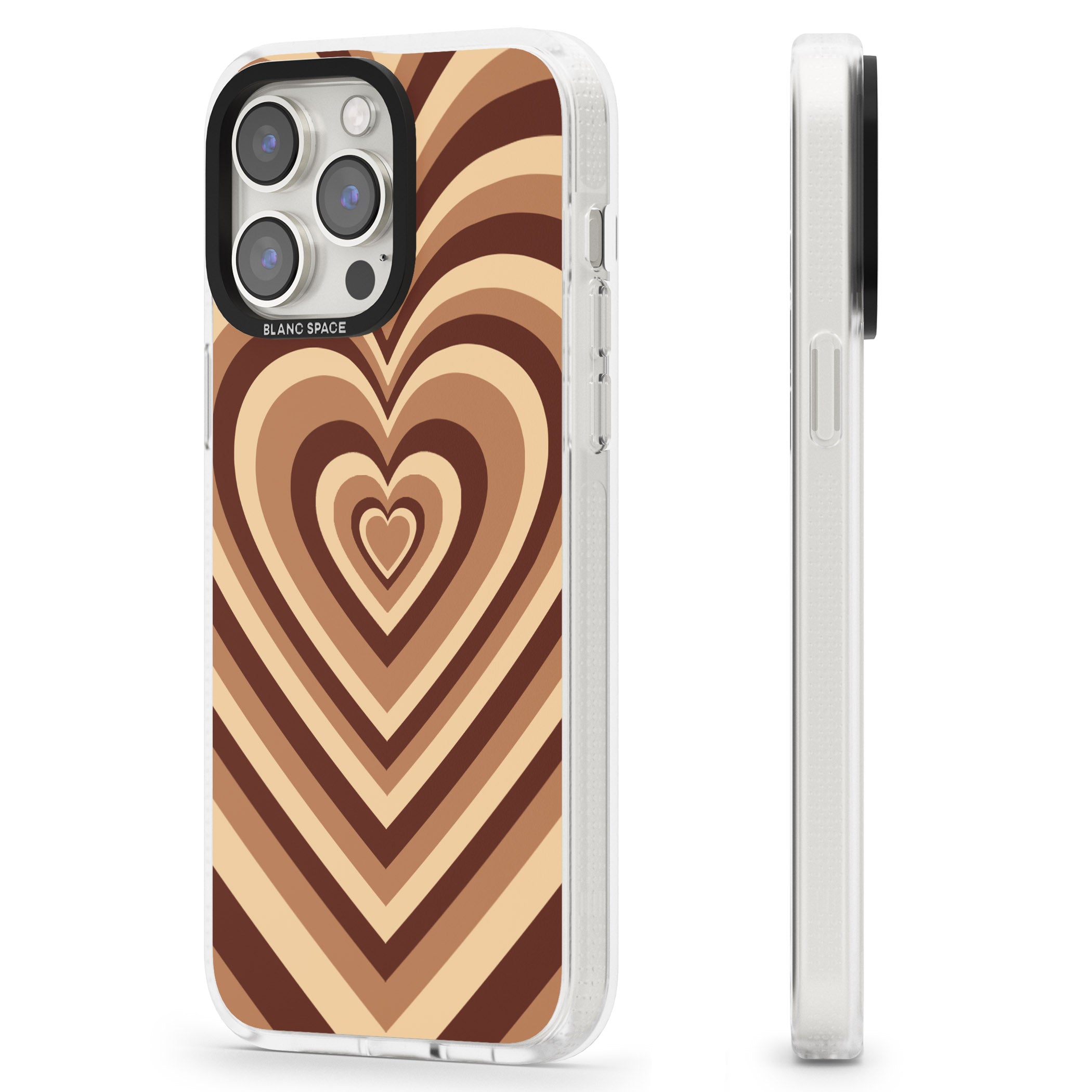 Latte Heart Illusion iPhone 15 Pro Max / 15 Pro / 14 Pro Max / 14 Pro / 13 Pro Clear Case Impact Air - Blanc Space