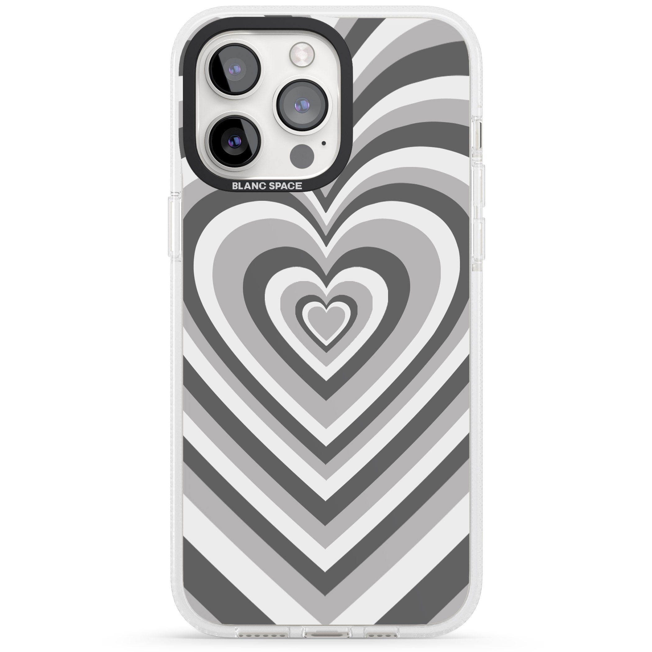 Monochrome Heart Illusion iPhone 15 Pro Max / 15 Pro / 14 Pro Max / 14 Pro / 13 Pro Clear Case Impact Air - Blanc Space