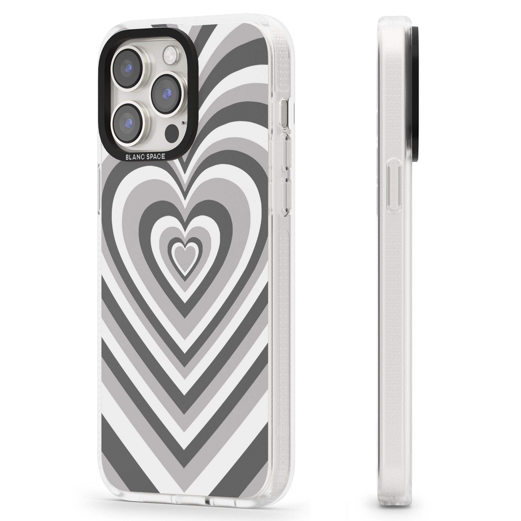 Monochrome Heart Illusion iPhone 15 Pro Max / 15 Pro / 14 Pro Max / 14 Pro / 13 Pro Clear Case Impact Air - Blanc Space