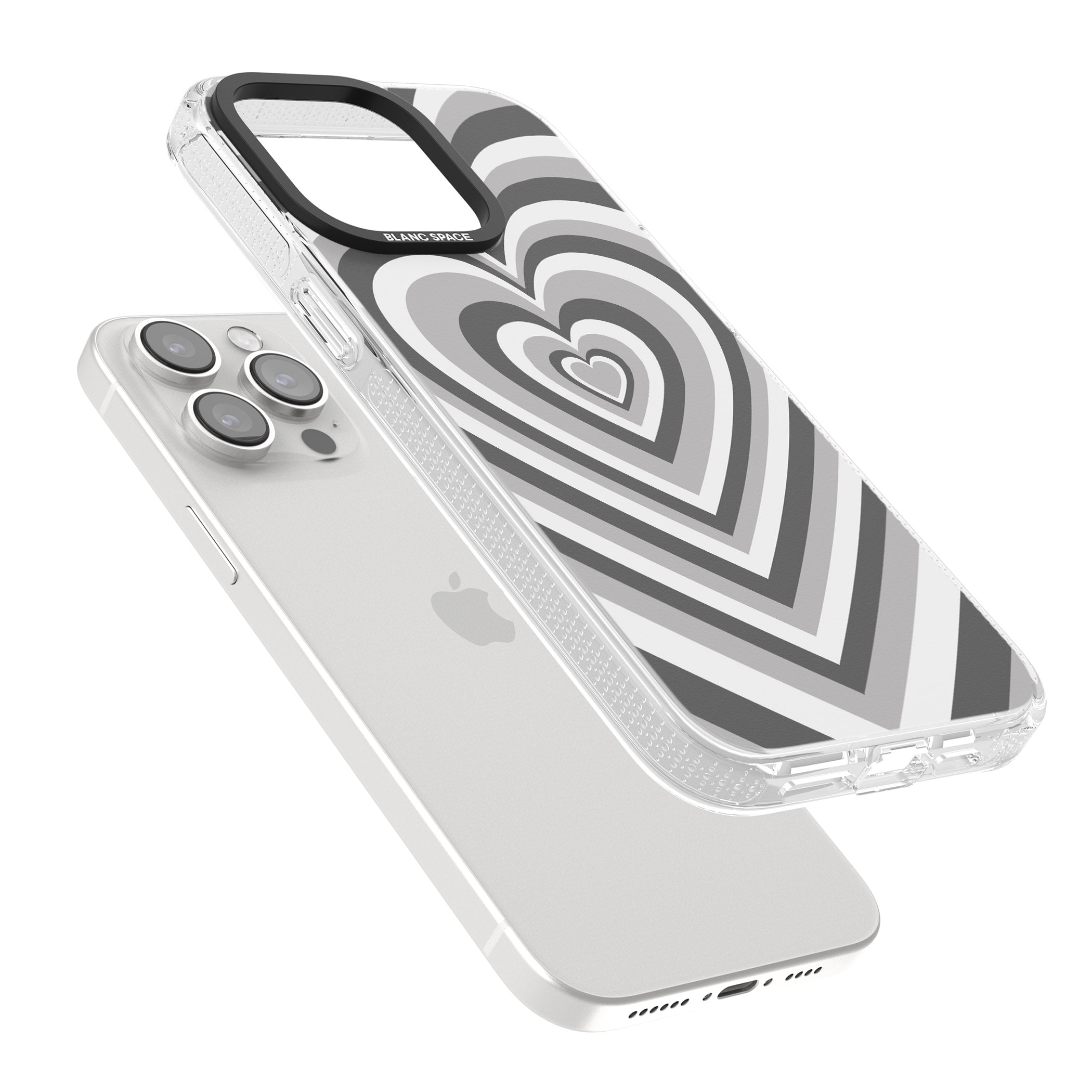 Monochrome Heart Illusion iPhone 15 Pro Max / 15 Pro / 14 Pro Max / 14 Pro / 13 Pro Clear Case Impact Air - Blanc Space