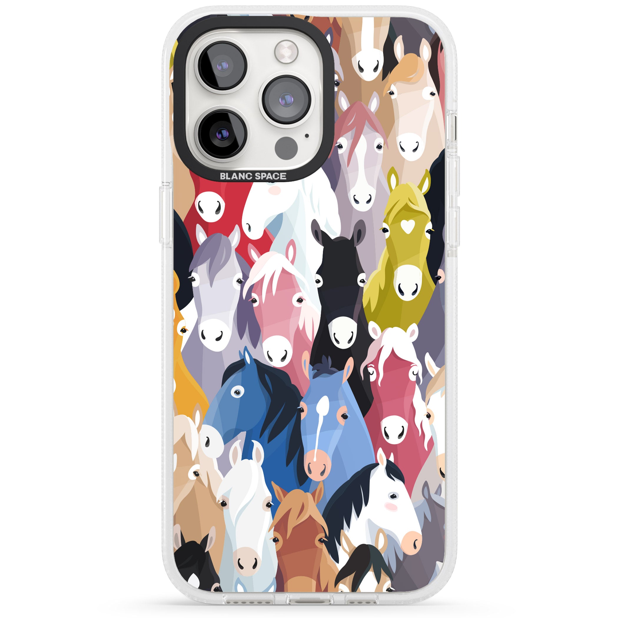 Colourful Horse Pattern iPhone 15 Pro Max / 15 Pro / 14 Pro Max / 14 Pro / 13 Pro Clear Case Impact Air - Blanc Space