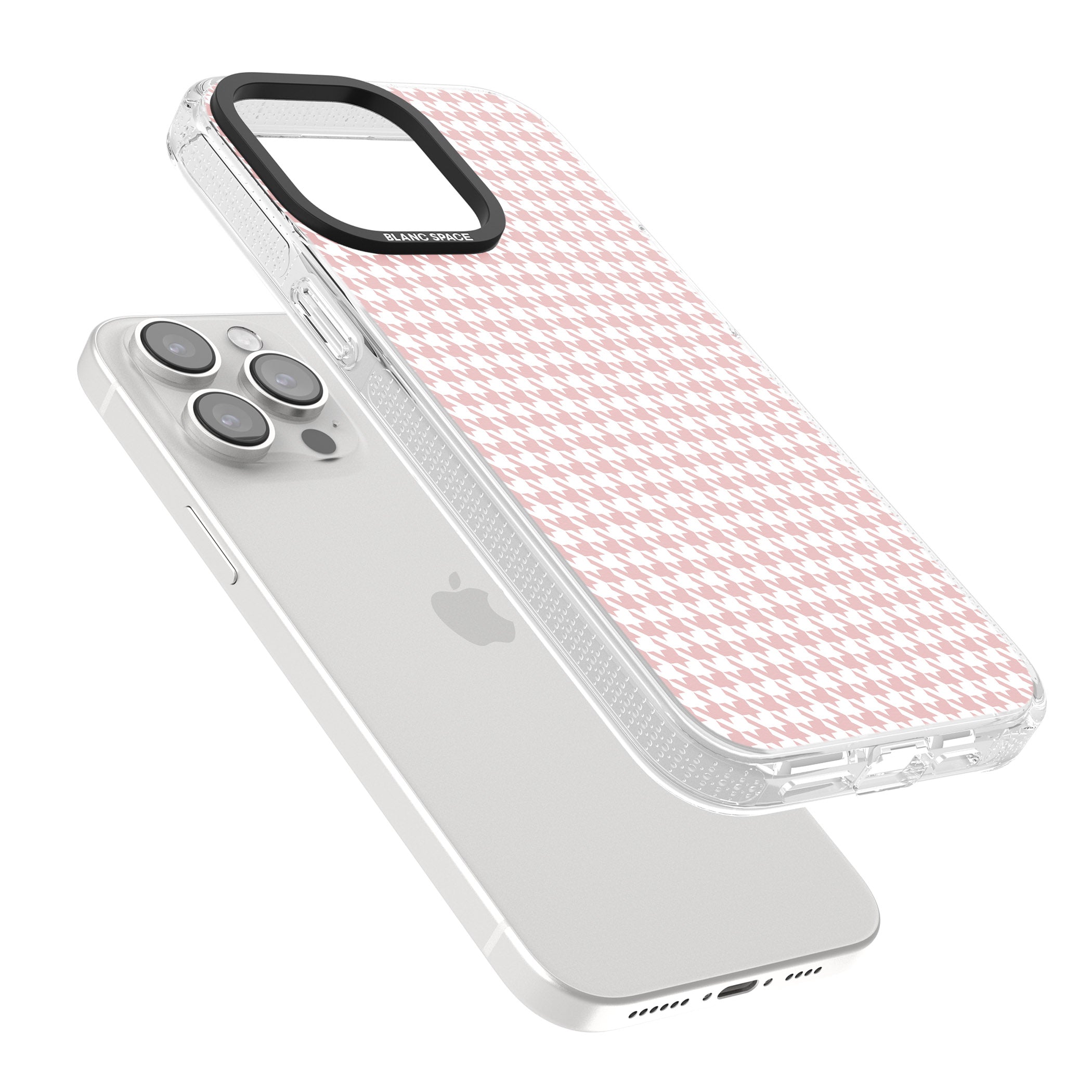 Pink Houndstooth Pattern iPhone 15 Pro Max / 15 Pro / 14 Pro Max / 14 Pro / 13 Pro Clear Case Impact Air - Blanc Space