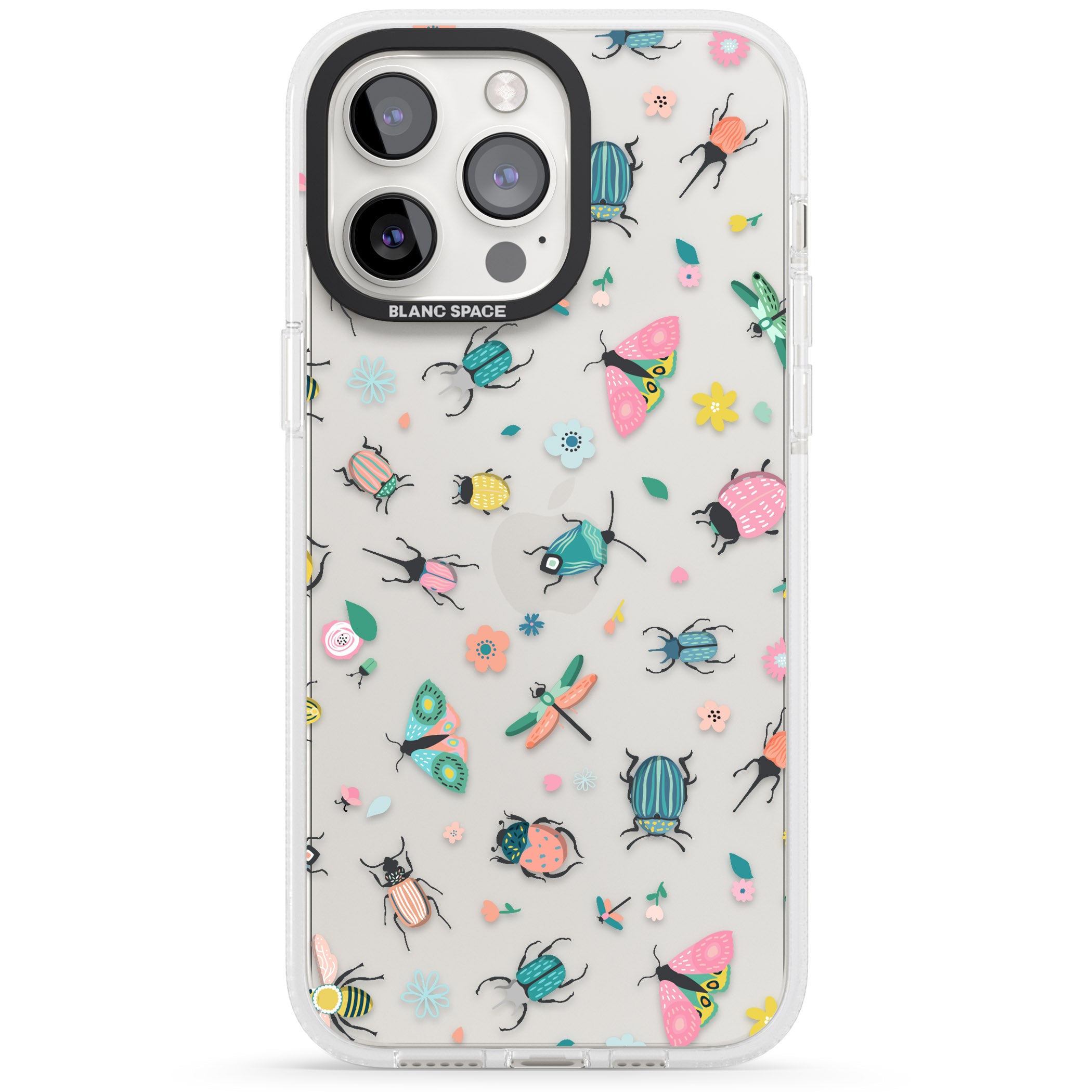 Spring Insects iPhone 15 Pro Max / 15 Pro / 14 Pro Max / 14 Pro / 13 Pro Clear Case Impact Air - Blanc Space