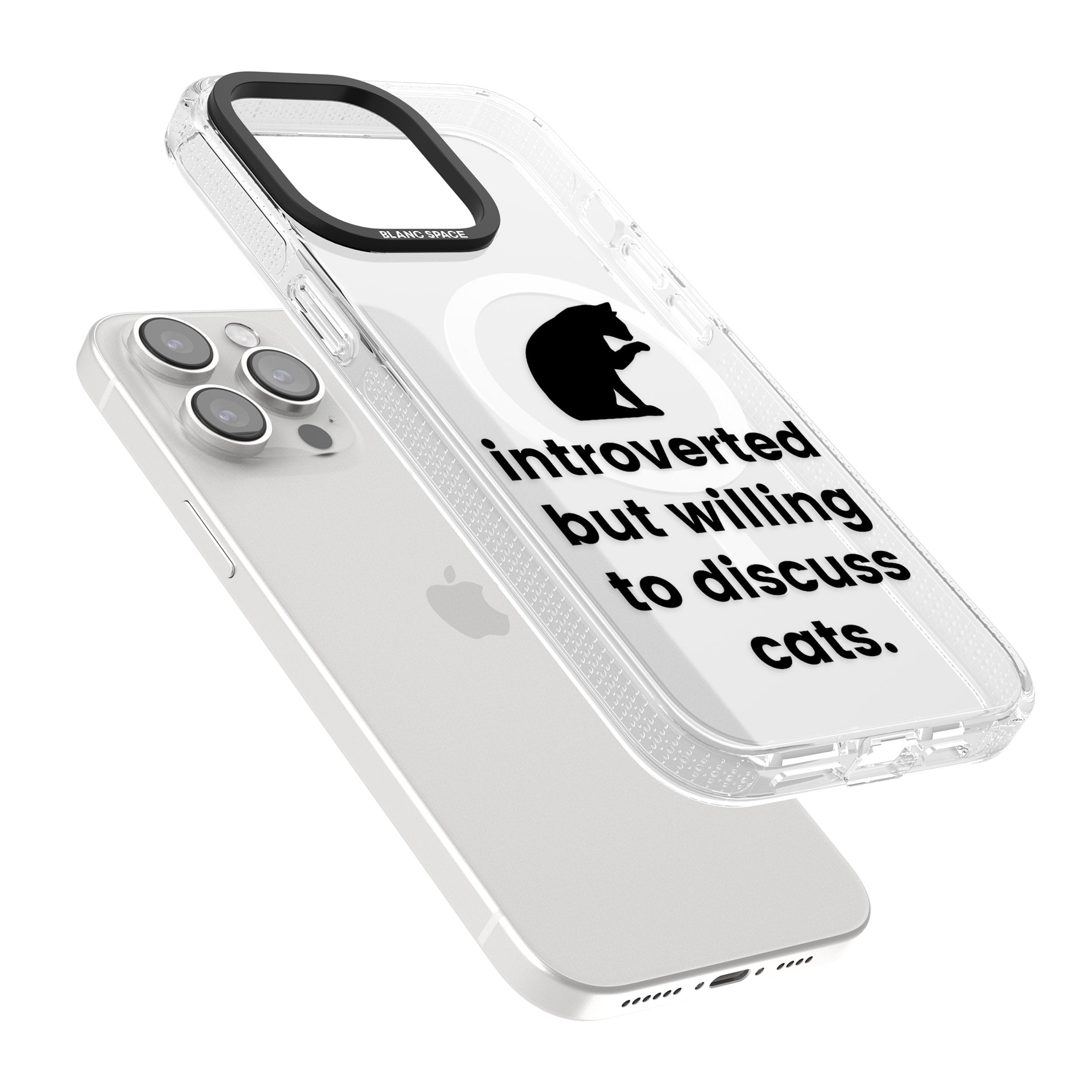 Introverted But Willing To Discuss Cats iPhone 15 Pro Max / 15 Pro / 14 Pro Max / 14 Pro / 13 Pro Clear Case Impact Air - Blanc Space
