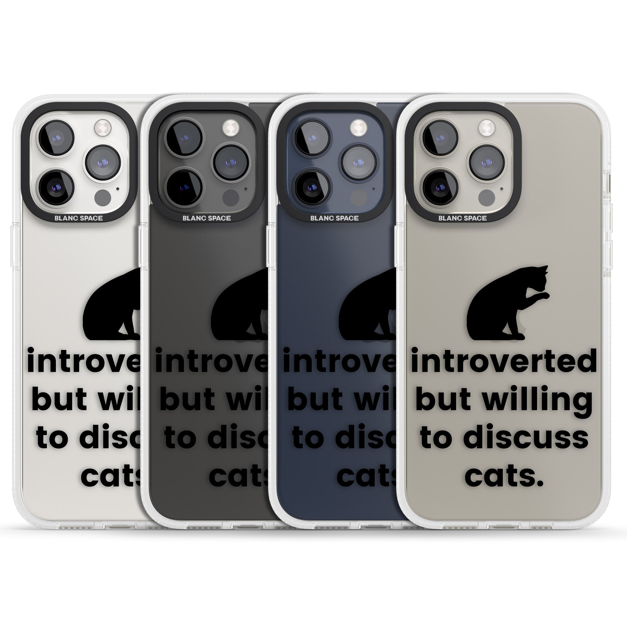 Introverted But Willing To Discuss Cats iPhone 15 Pro Max / 15 Pro / 14 Pro Max / 14 Pro / 13 Pro Clear Case Impact Air - Blanc Space