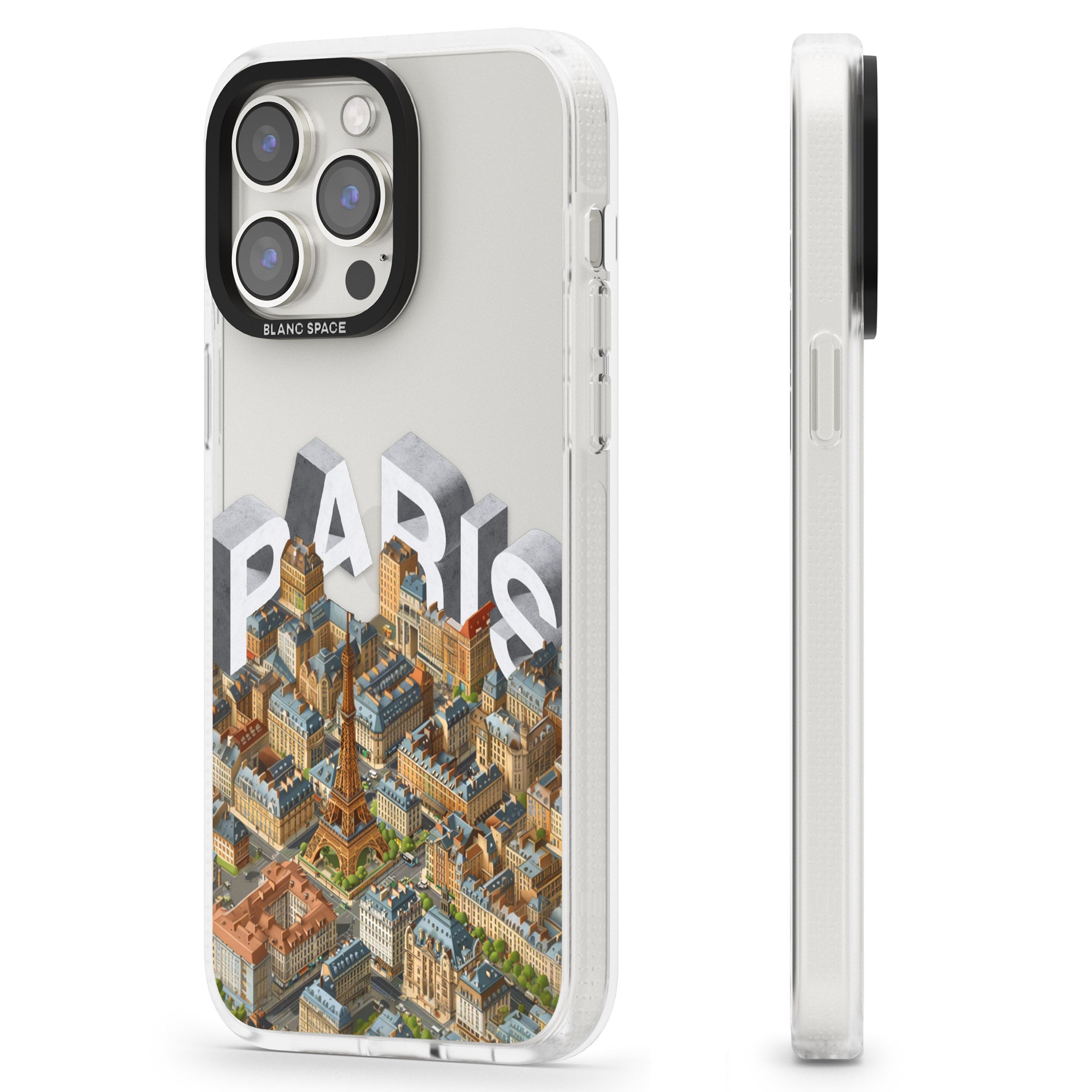 Paris iPhone 15 Pro Max / 15 Pro / 14 Pro Max / 14 Pro / 13 Pro Clear Case Impact Air - Blanc Space