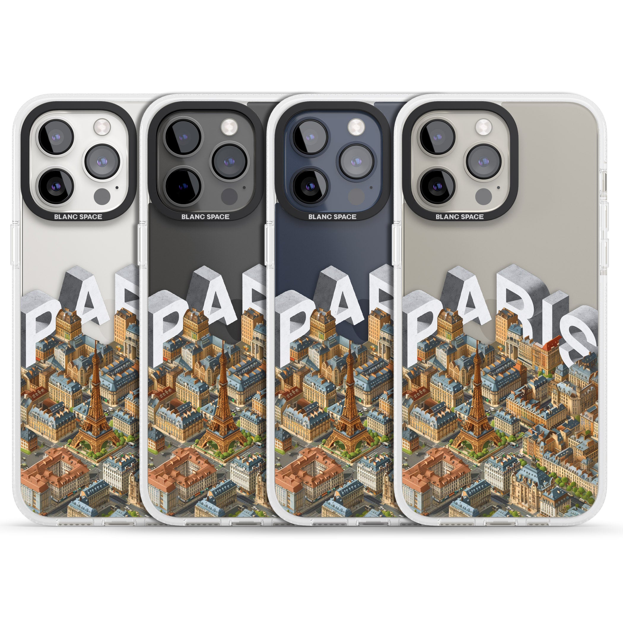 Paris iPhone 15 Pro Max / 15 Pro / 14 Pro Max / 14 Pro / 13 Pro Clear Case Impact Air - Blanc Space