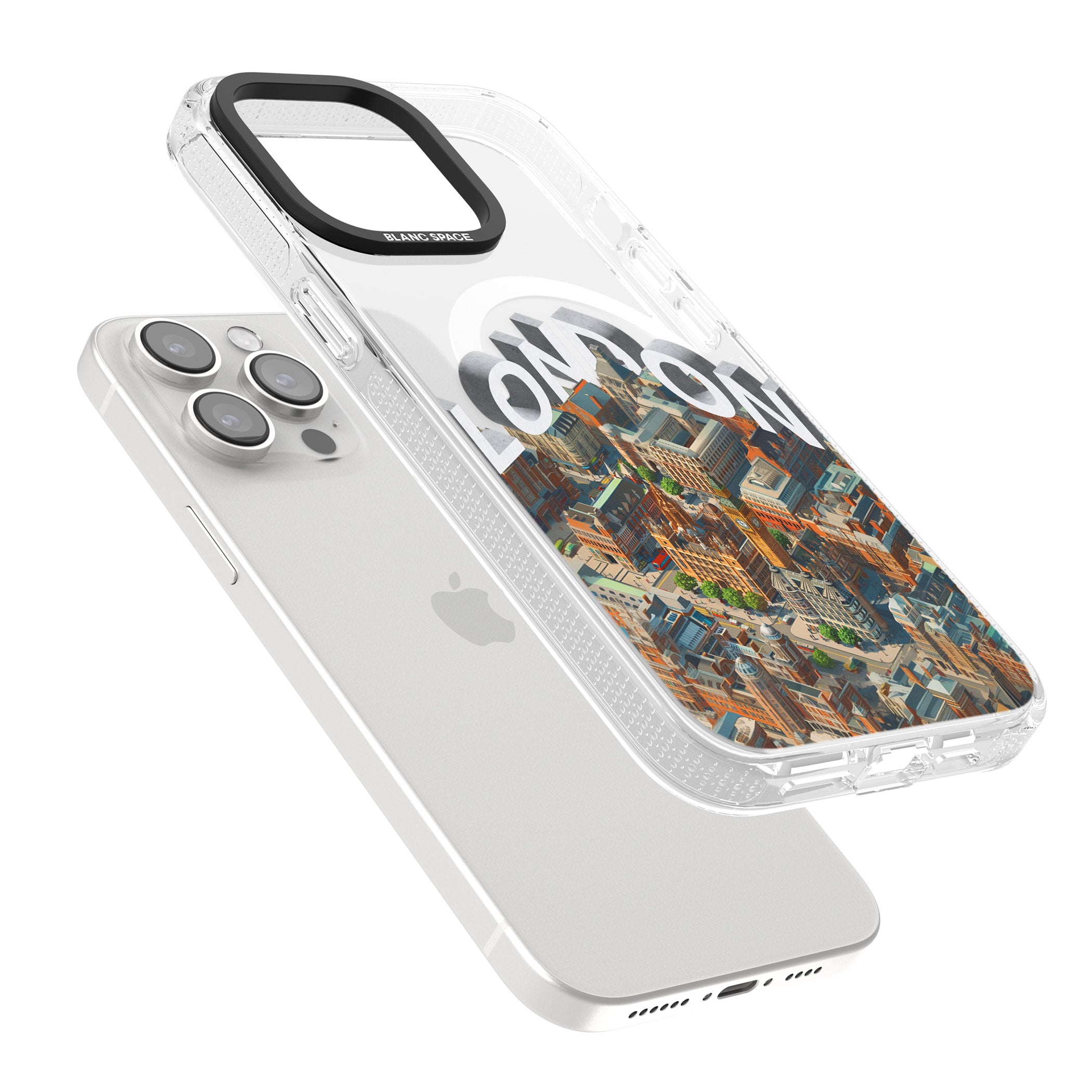 London iPhone 15 Pro Max / 15 Pro / 14 Pro Max / 14 Pro / 13 Pro Clear Case Impact Air - Blanc Space
